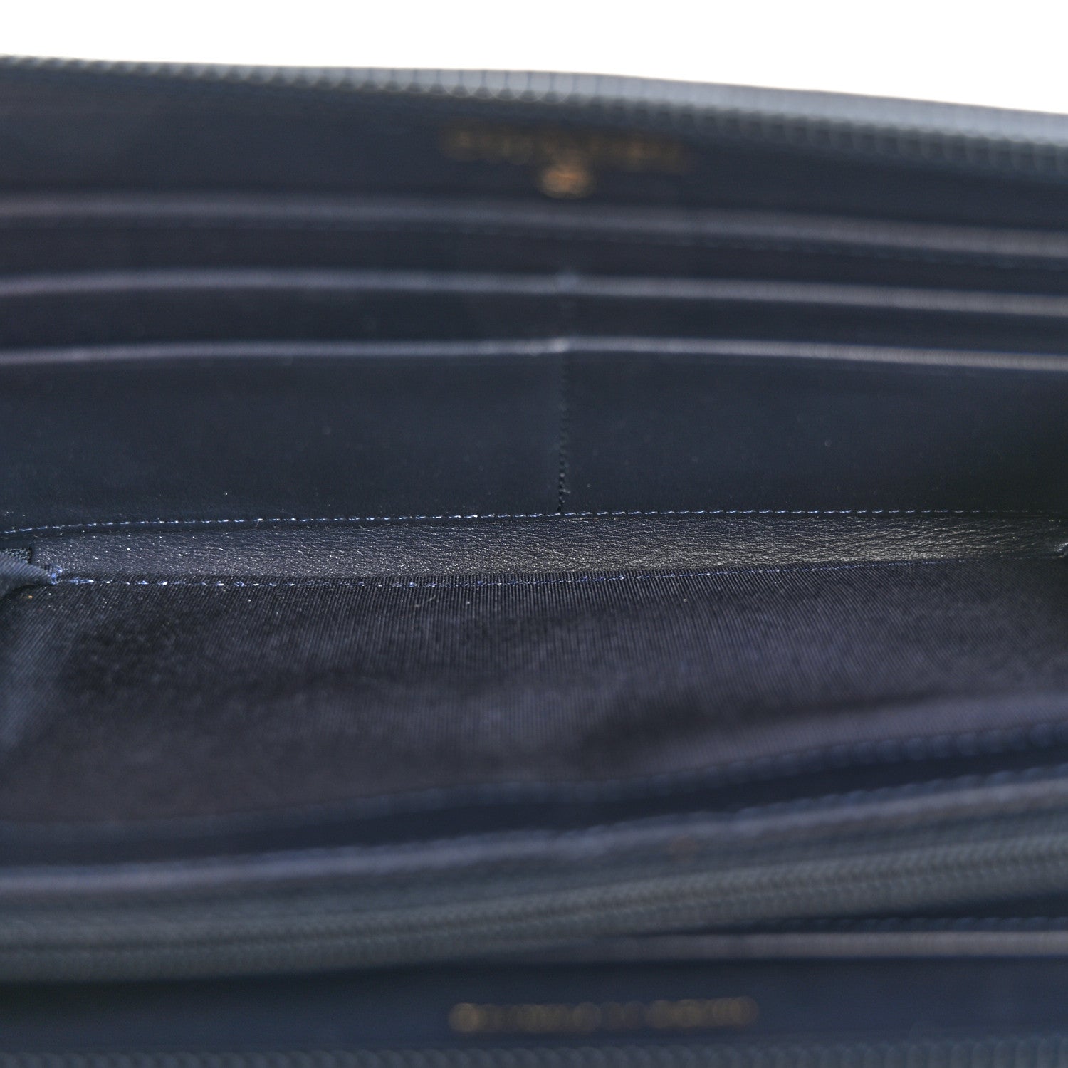 Caviar Chevron Quilted Zip Around Boy Wallet Navy