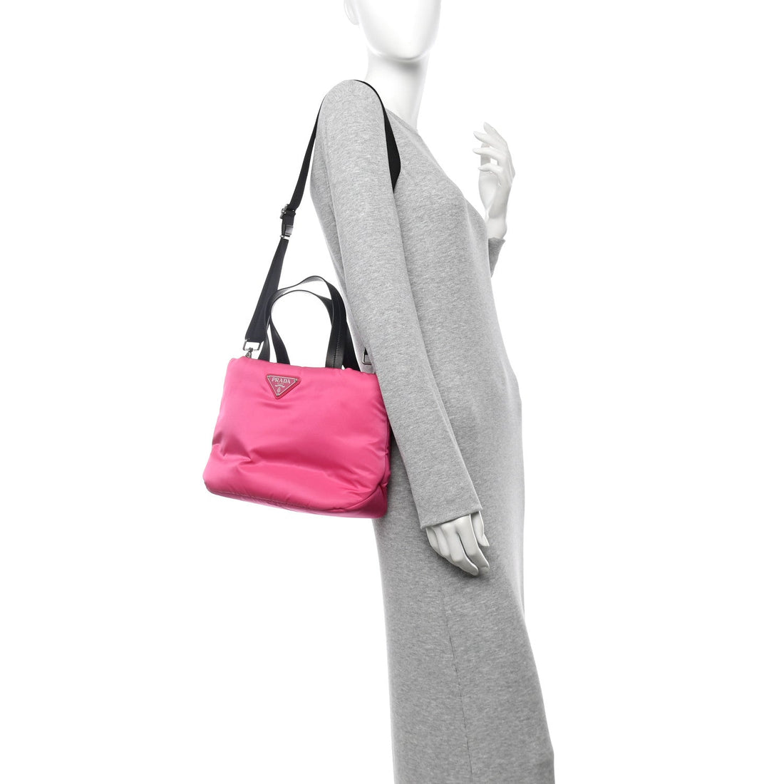 Tessuto Nylon Soft Padded Shopping Tote Fuxia