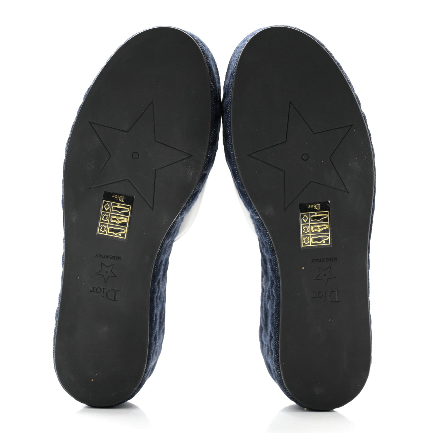 Denim Calfskin Graphic Cannage Attitude Dior Wedge Slide 37.5 Blue