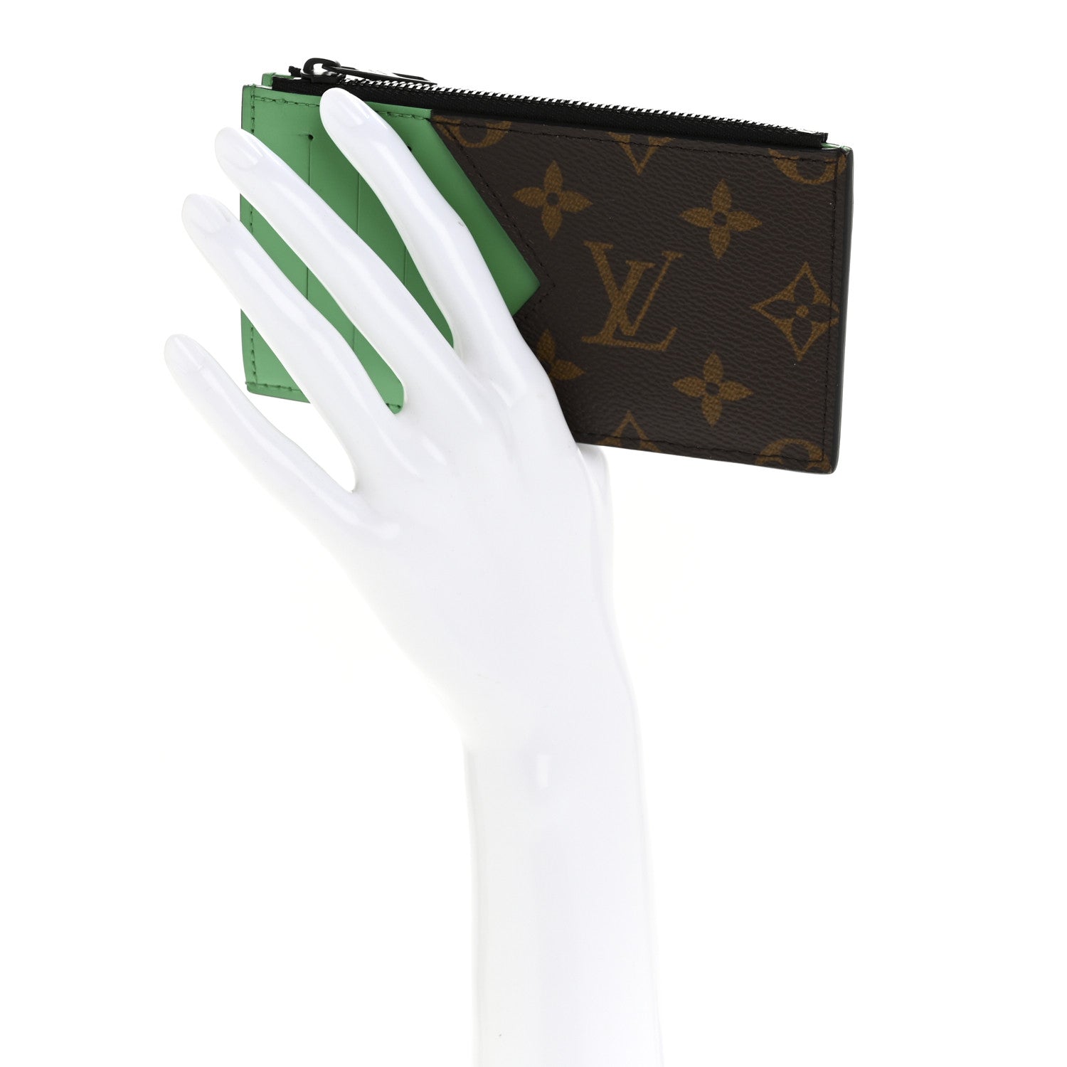 Monogram Calfskin Coin Card Holder Minty Green