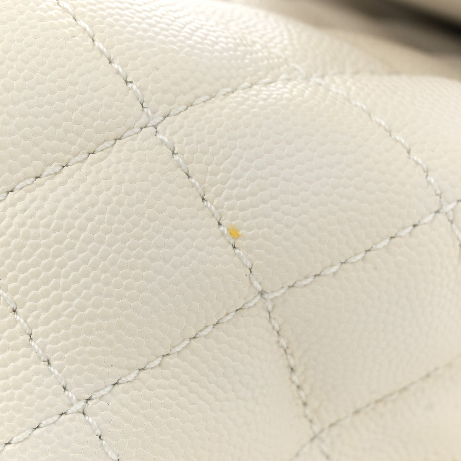 Caviar Quilted Small Coco Handle Flap White