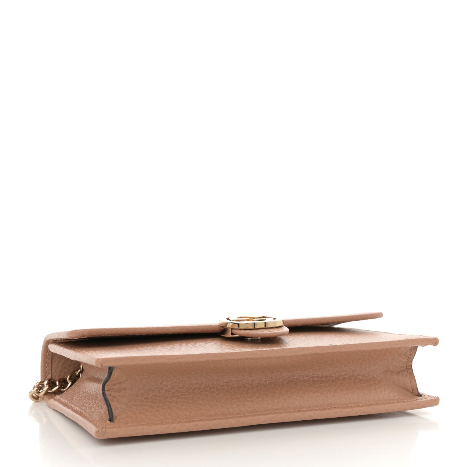 Dollar Calfskin Interlocking G Chain Wallet Camelia