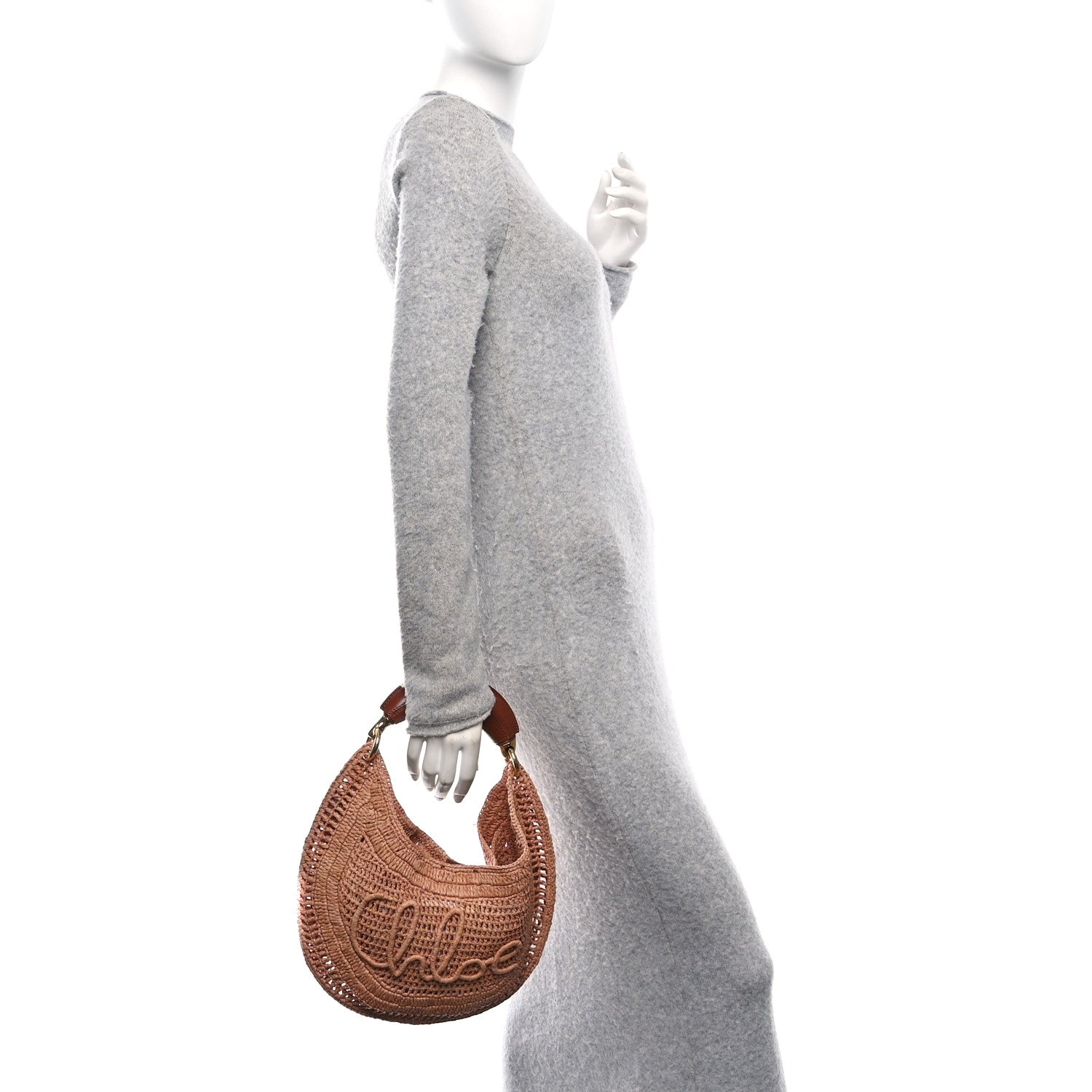 Raffia Calfskin Summer Banana Hobo Summery Beige