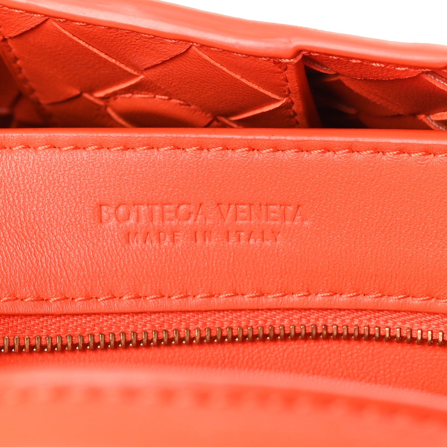 Nappa Intrecciato Small Andiamo With Chain Shoulder Bag Orange