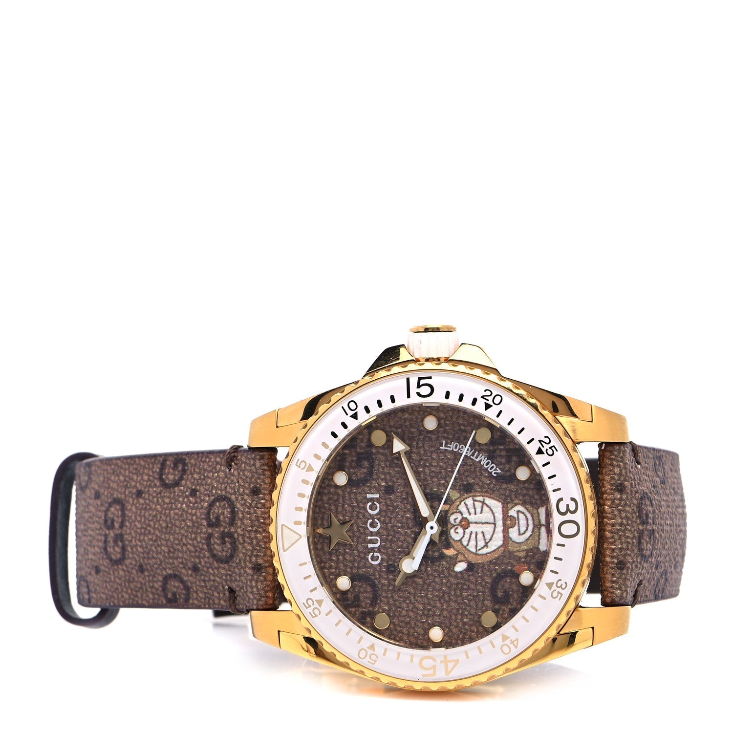 X DORAEMON Stainless Steel Canvas 40mm Dive Quartz Watch Brown