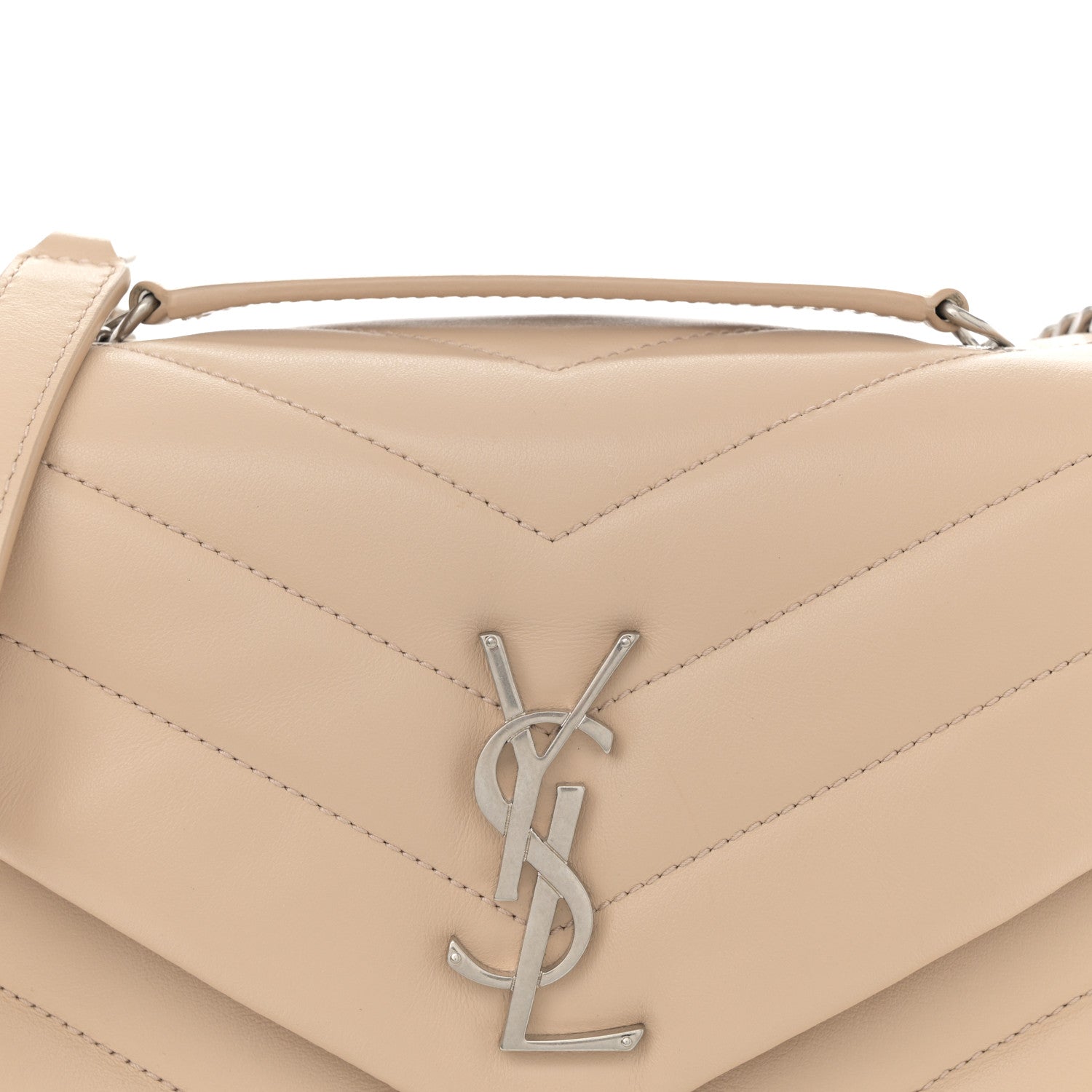 Calfskin Y Quilted Monogram Small Loulou Chain Satchel Dark Beige