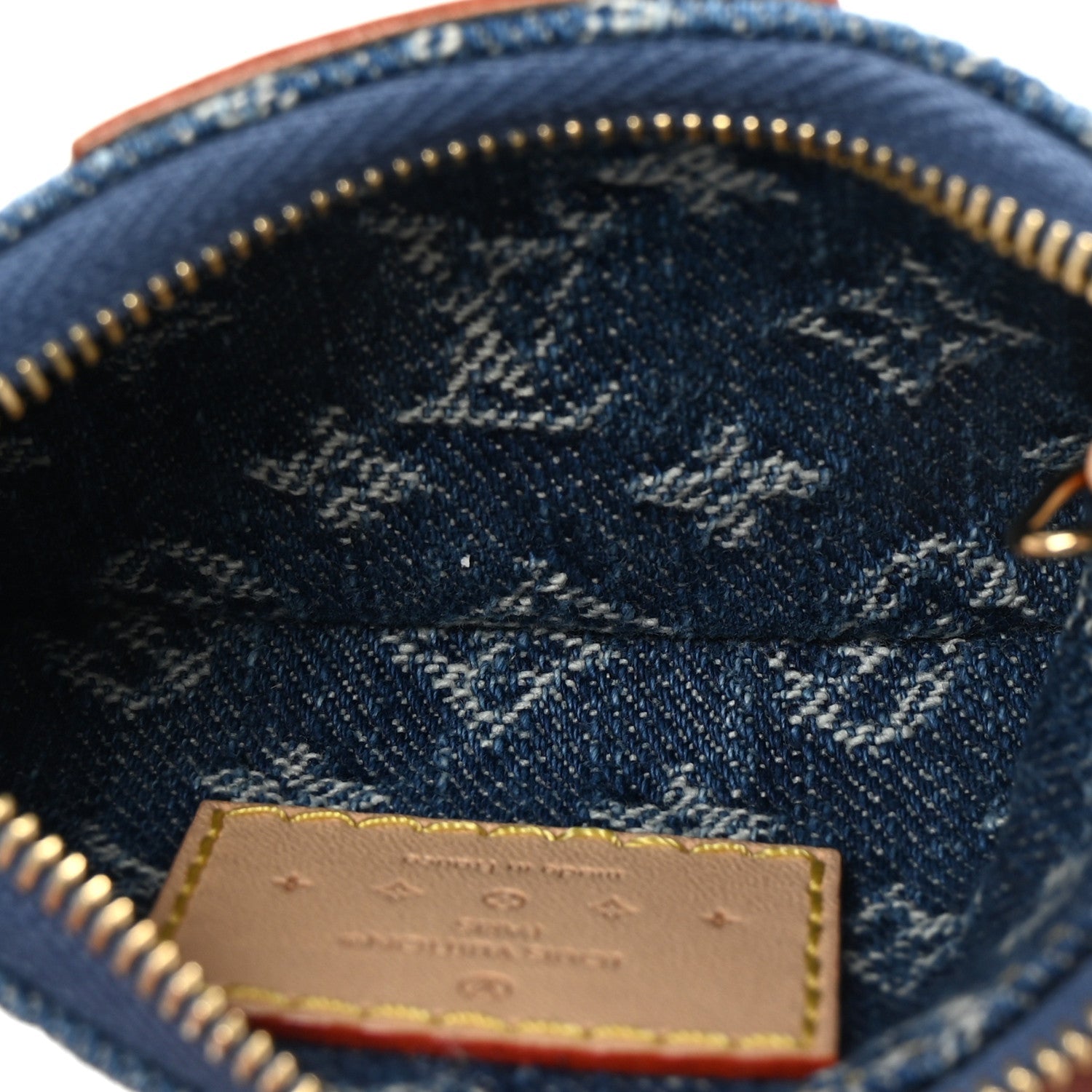 Monogram Denim Key Pouch Denim Blue