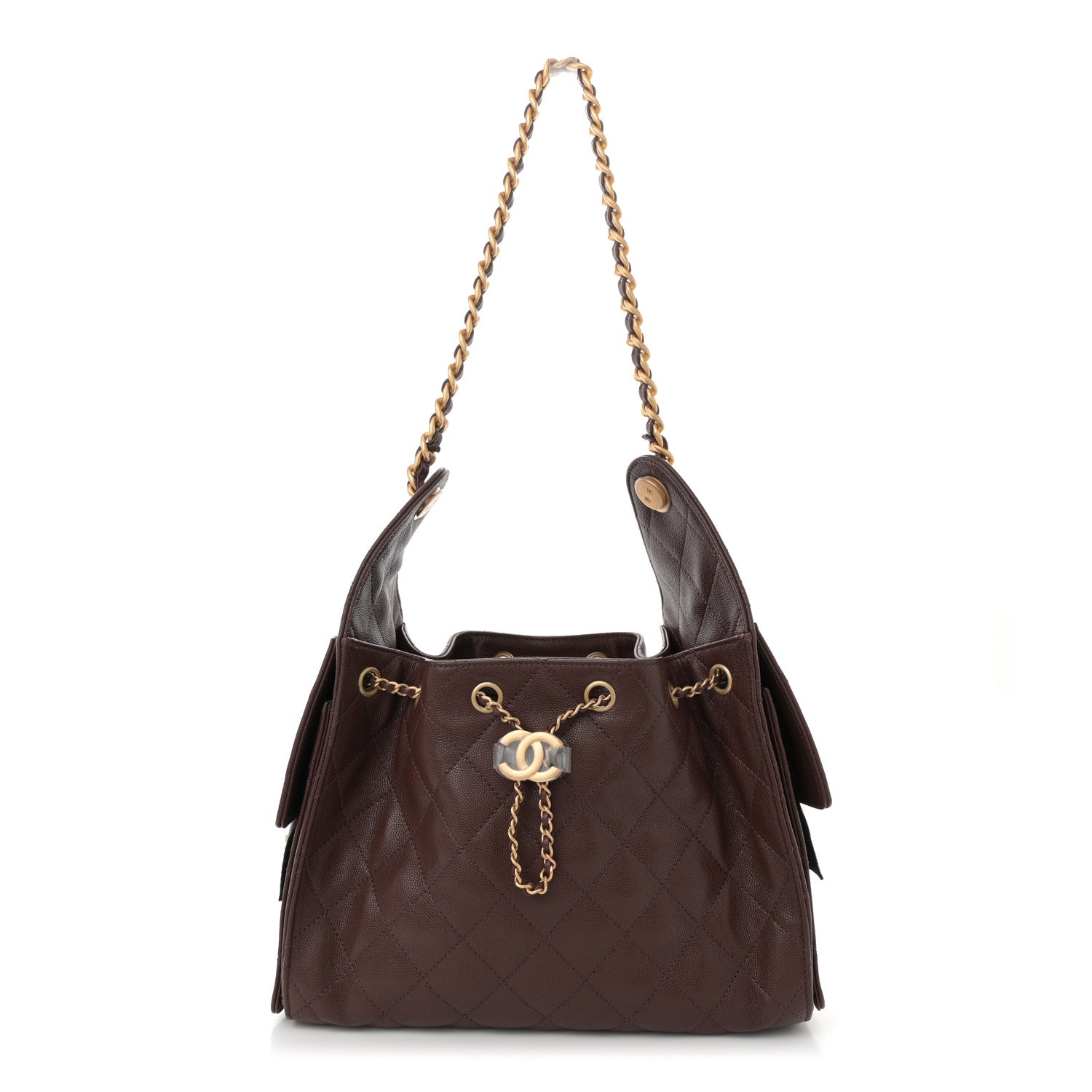 Caviar Quilted Small Chanel 25 Handbag Dark Brown