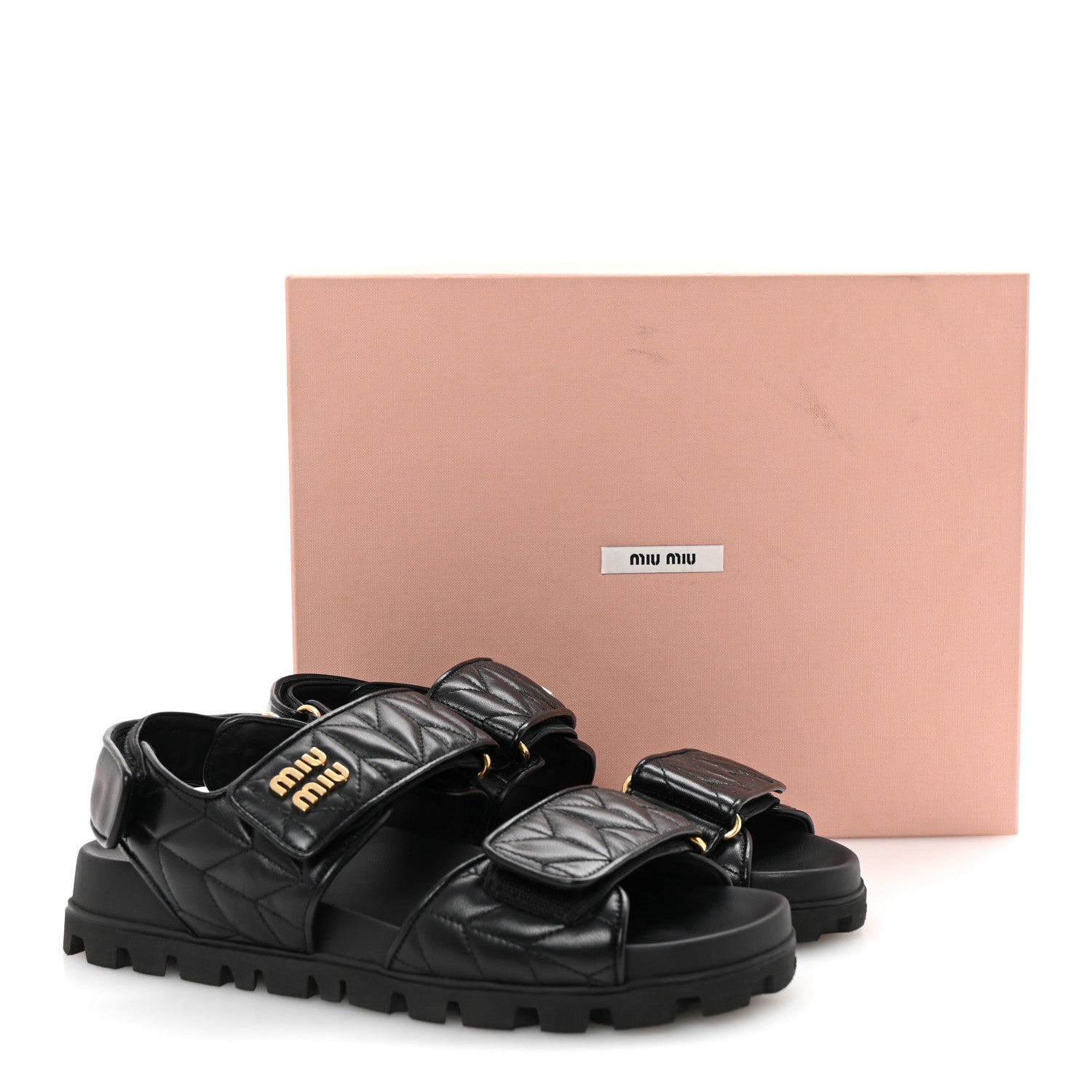 Nappa Matelasse Sporty Sandals 39 Black