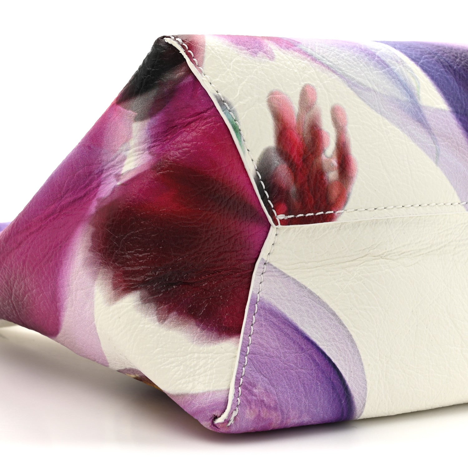 Crinkled Calfskin Future Floral Mini The Sack Bag White Multicolor