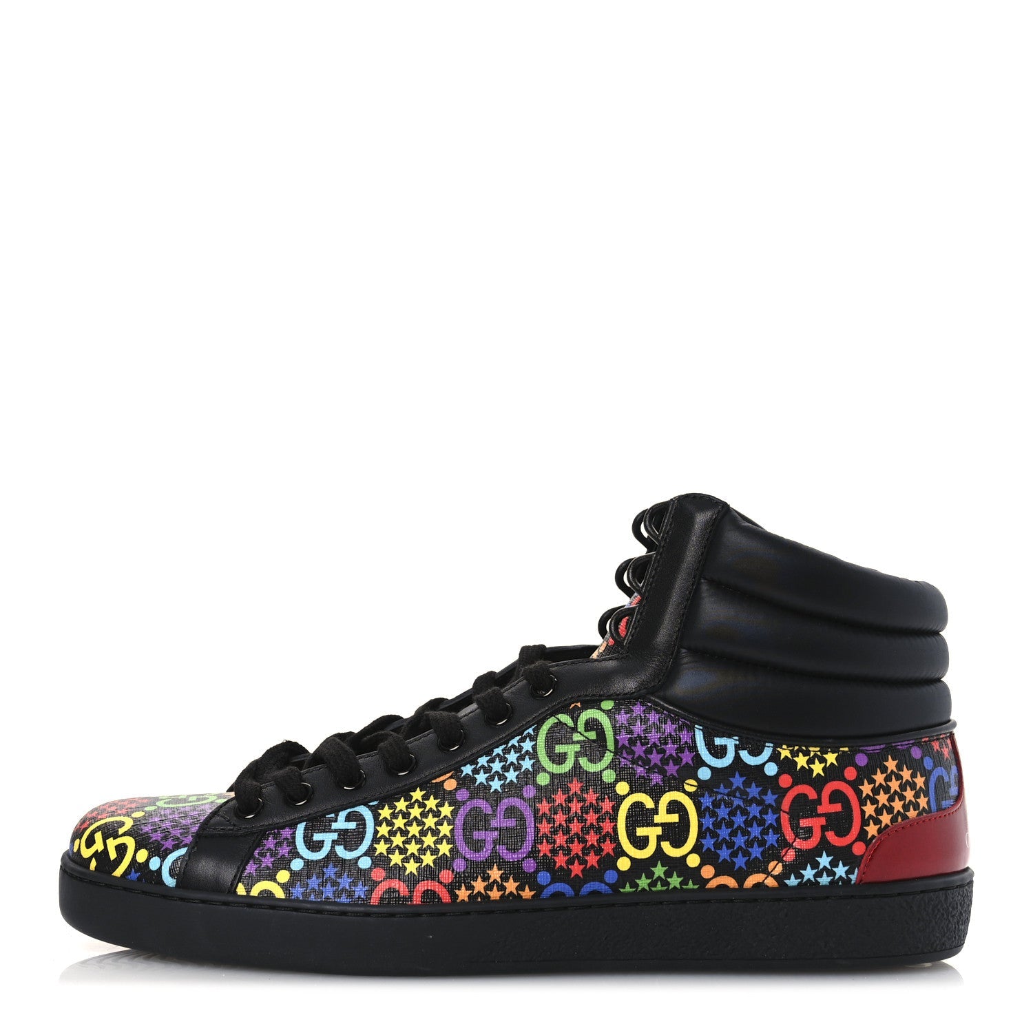 GG Supreme Monogram Psychedelic Mens High Top Sneakers 9 Black Multicolor