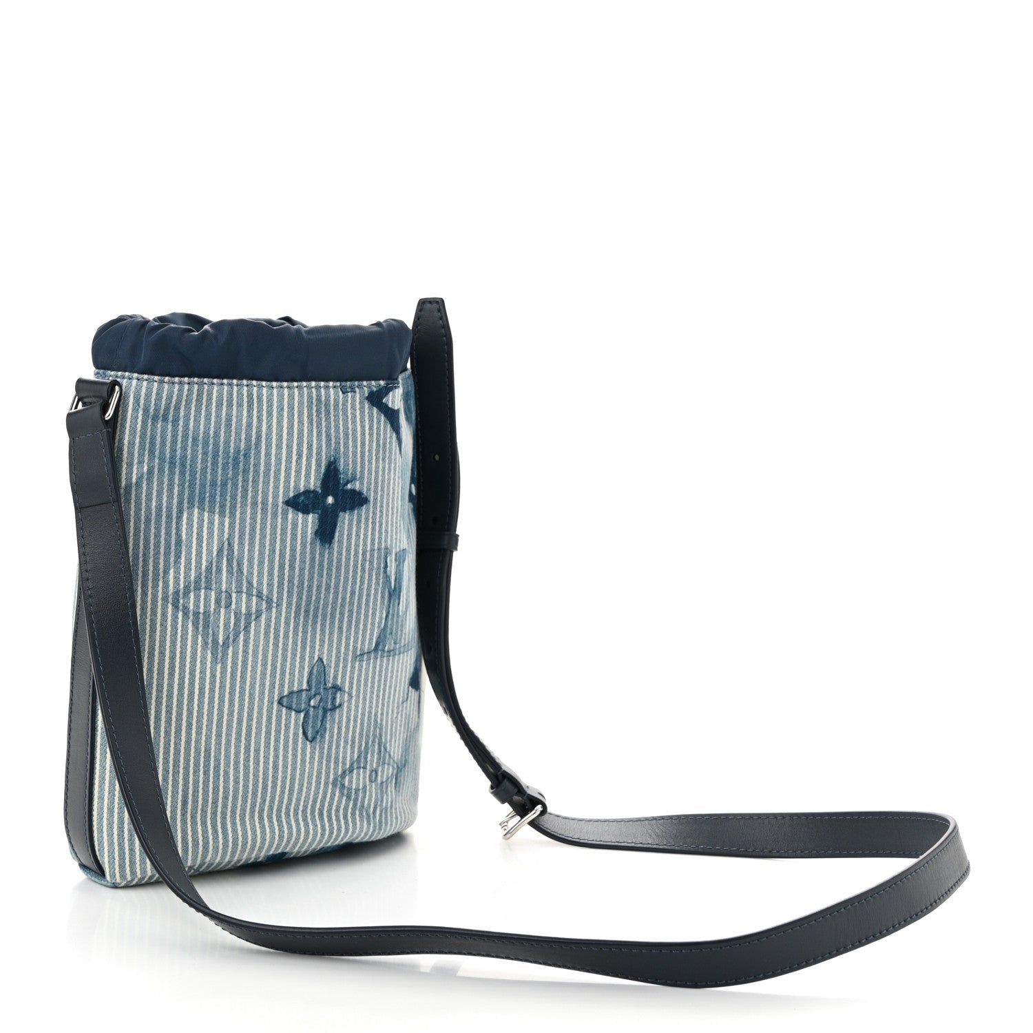 Hickory Stripes Denim Monogram Watercolor Sac Marin BB Blue