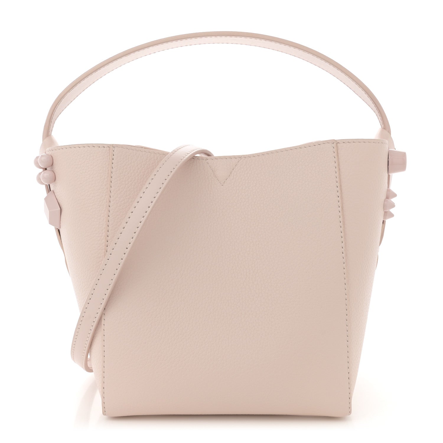 Calfskin Spiked Mini Cabachic Mini Bucket Bag Leche