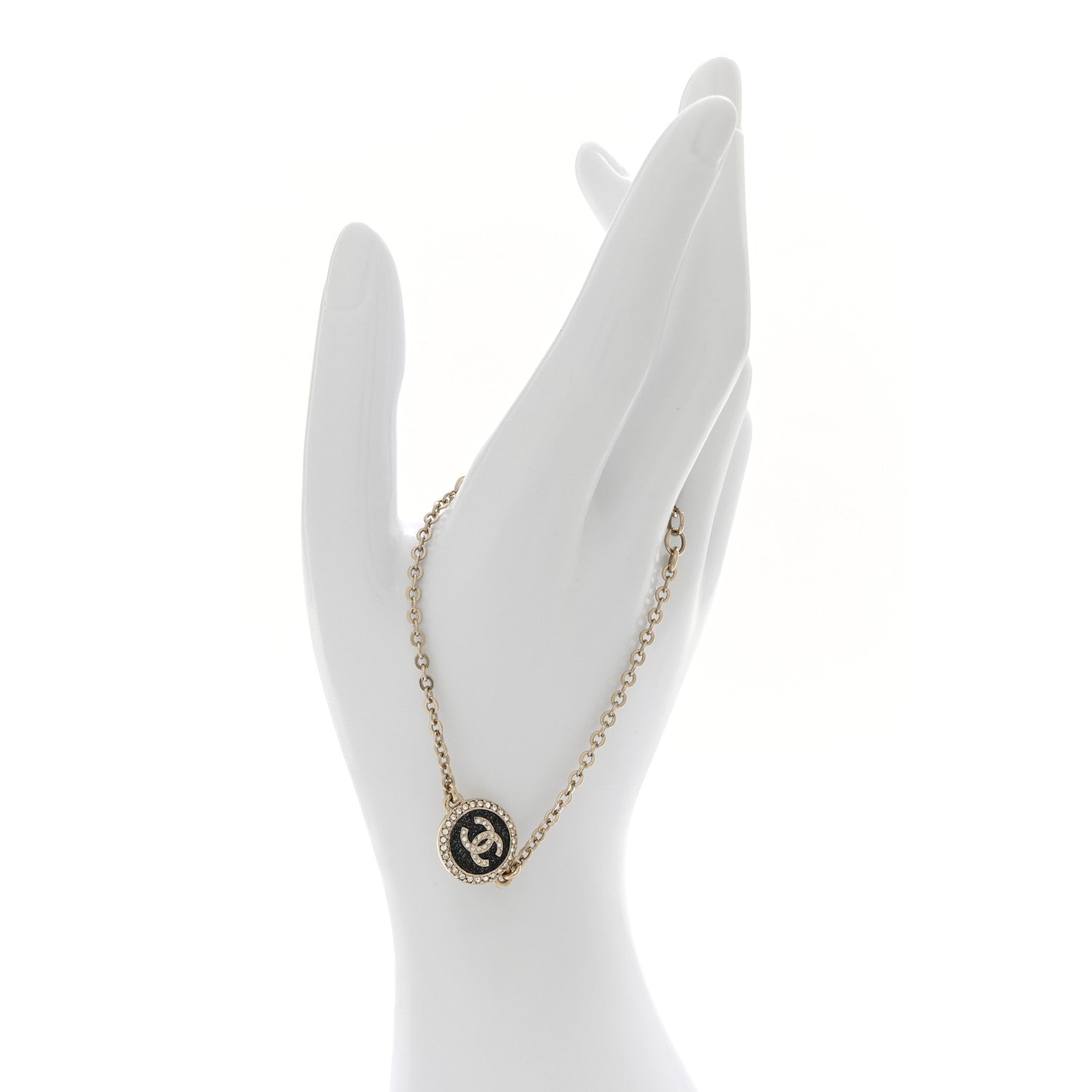 Metal Resin Crystal CC Bracelet Gold Black