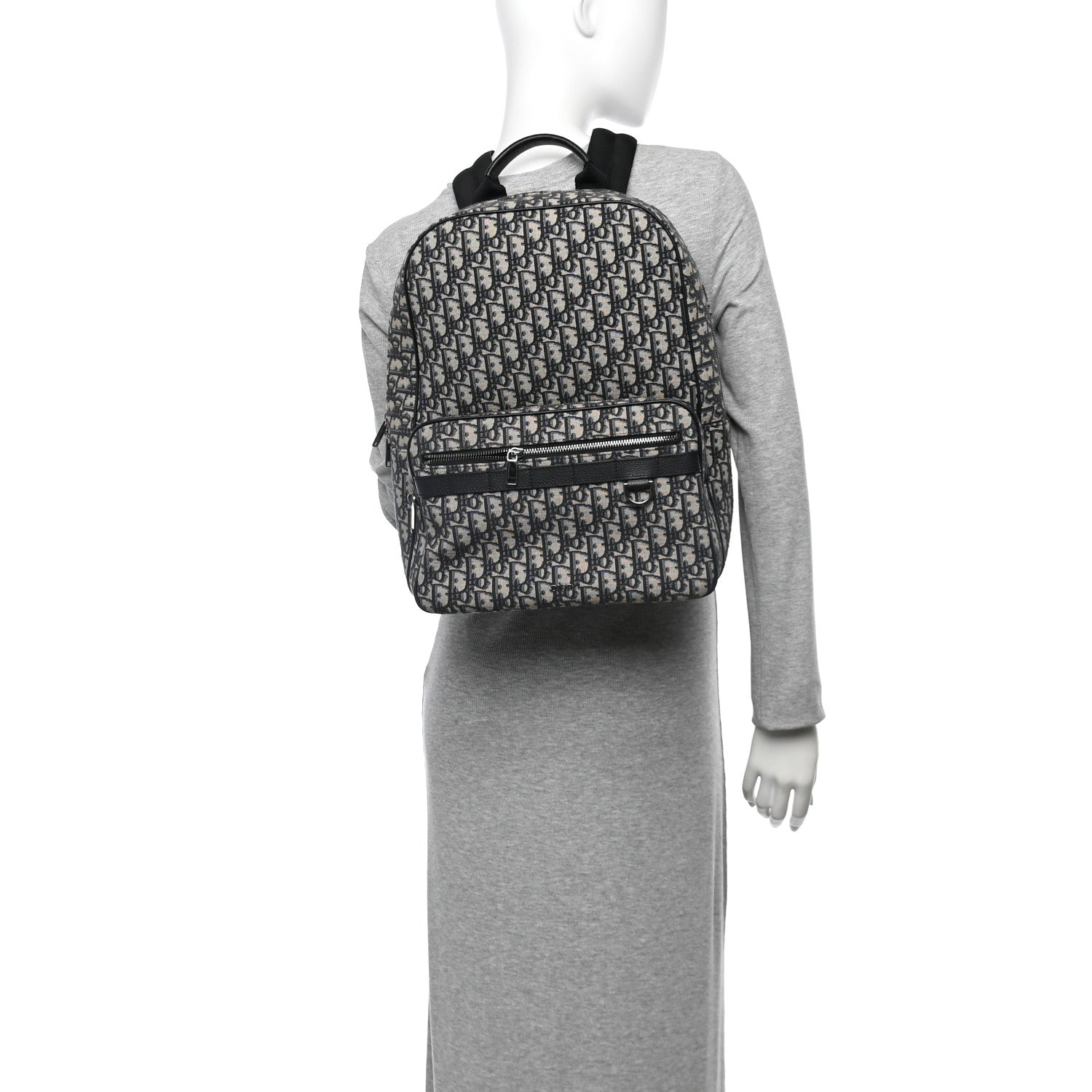 Oblique Calfskin Rider Backpack Beige Black