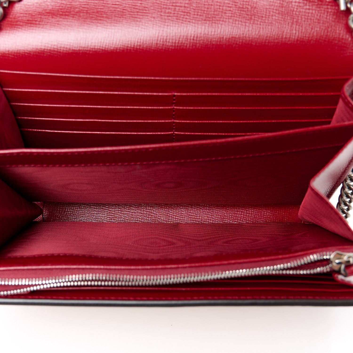 Straw Jacquard Azalea Calfskin GG Monogram Mini Dionysus Chain Wallet Natural New Cherry Red