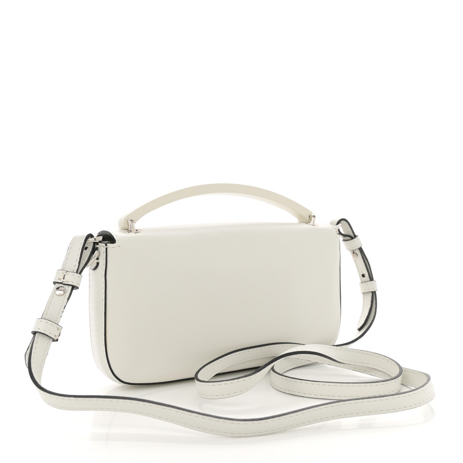 X MARC JACOBS Nappa Logo Phone Baguette White Black