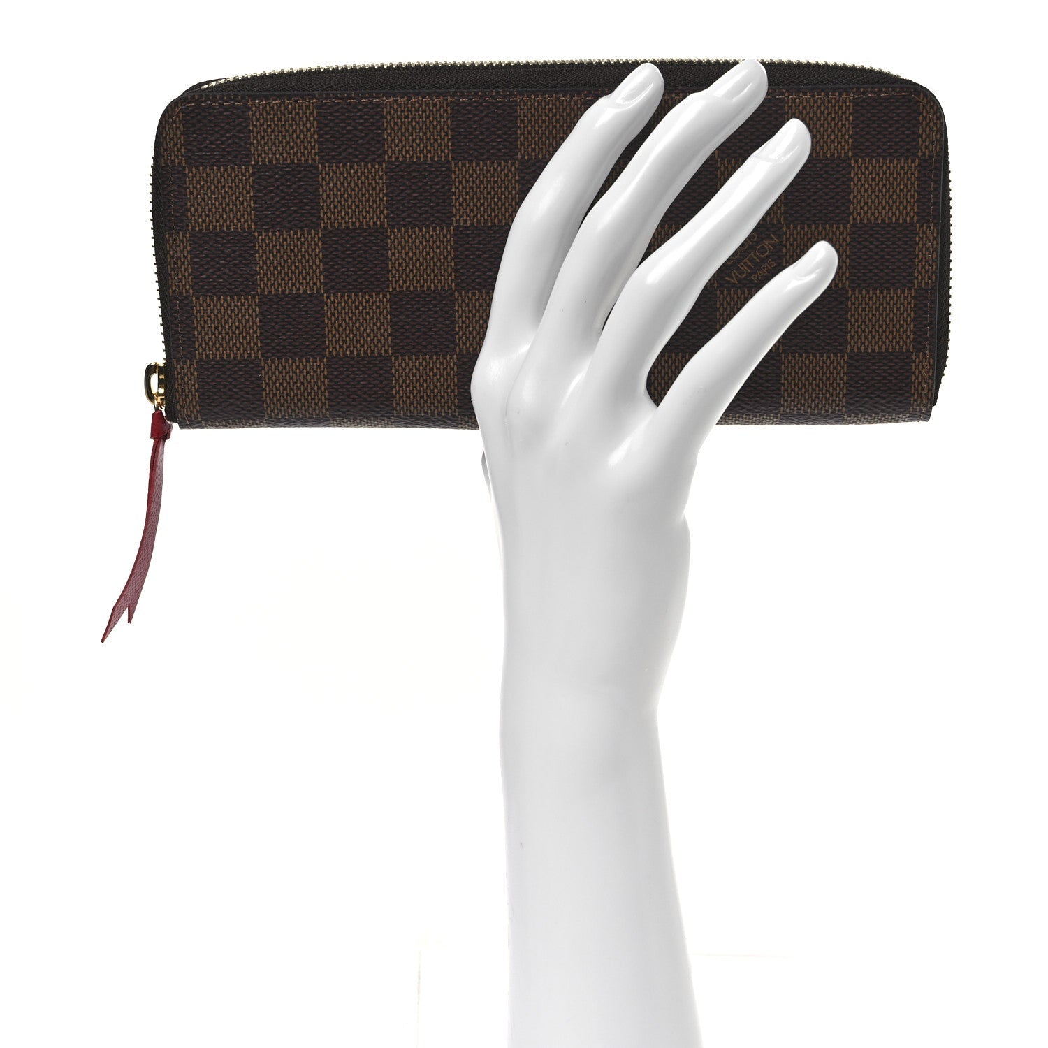 Damier Ebene Clemence Wallet Cherry