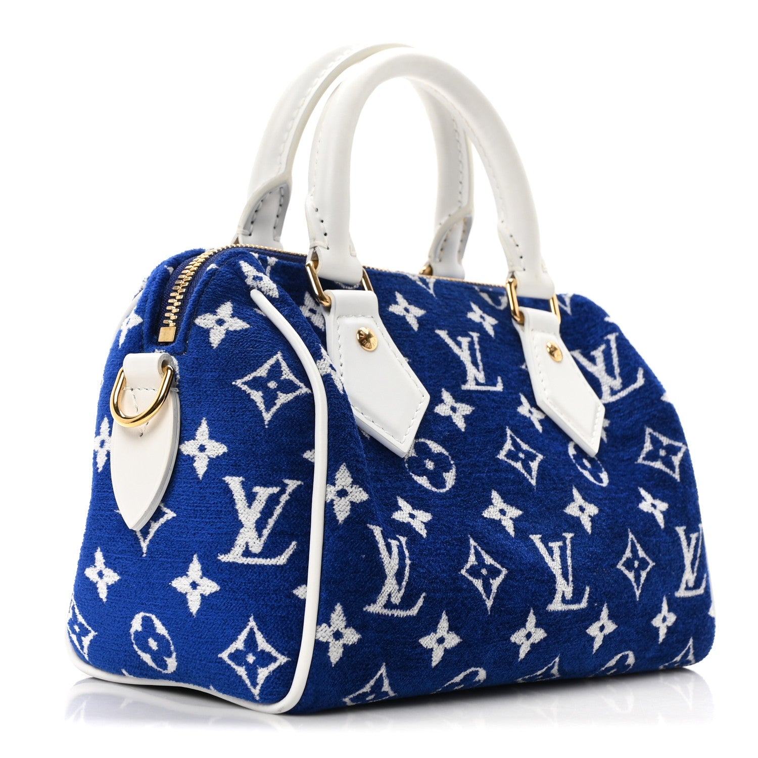 Jacquard Velvet Monogram LV Match Speedy Bandouliere 20 Blue
