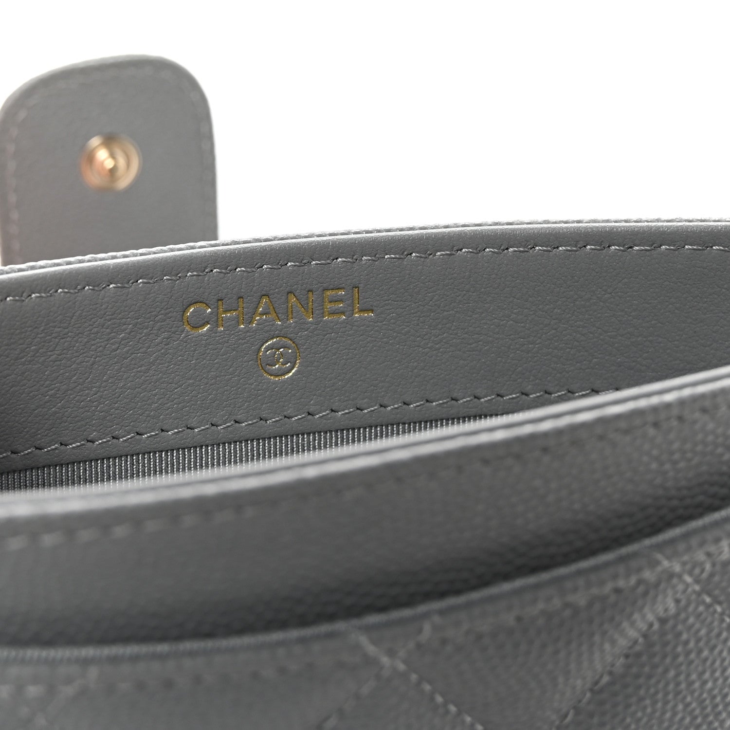 Caviar Quilted Classic Strap Pouch Grey