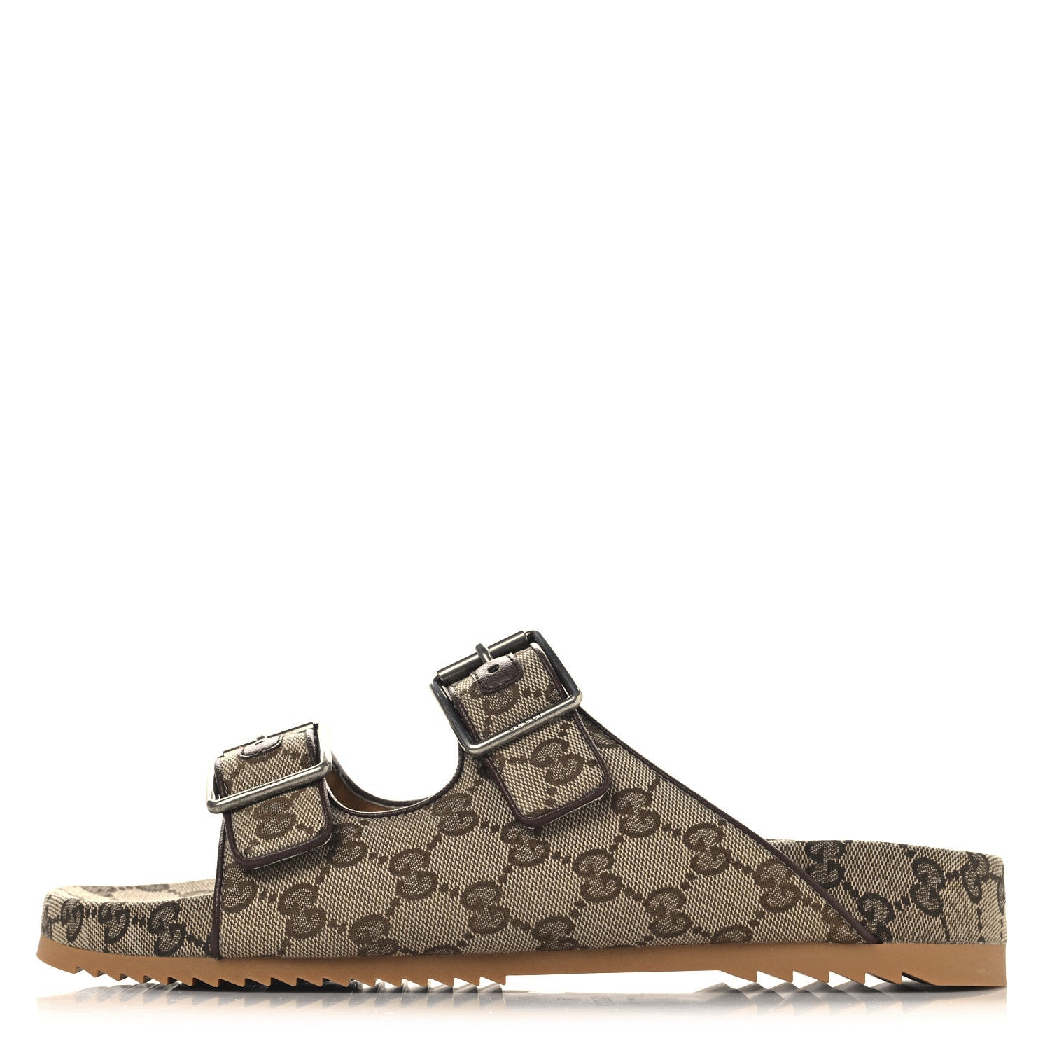 GG Monogram Lavaredo Eco Fabric Mens Slide Sandals With Straps 10 Beige Ebony Light Brown