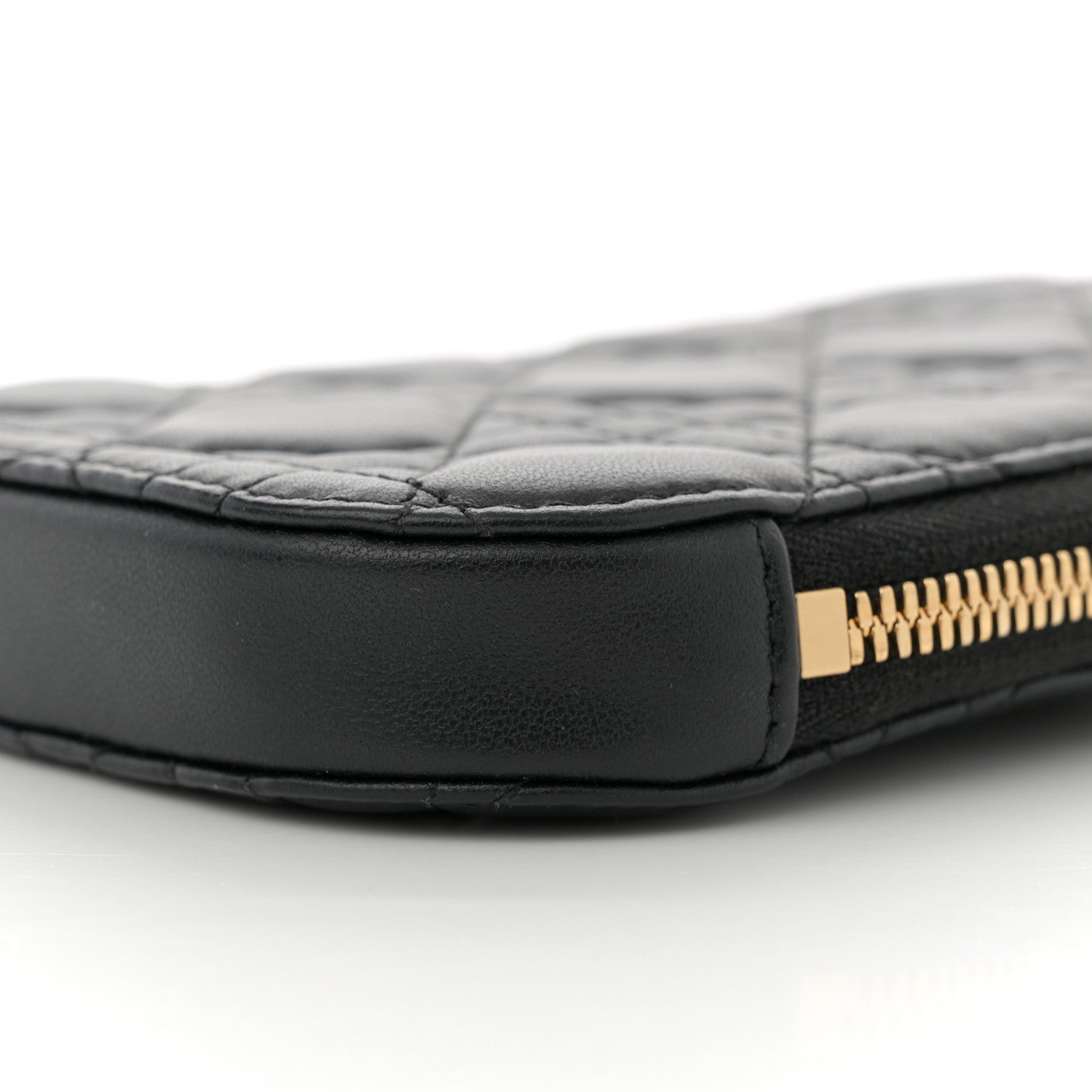 Lambskin Cannage Lady Dior Phone Holder Black