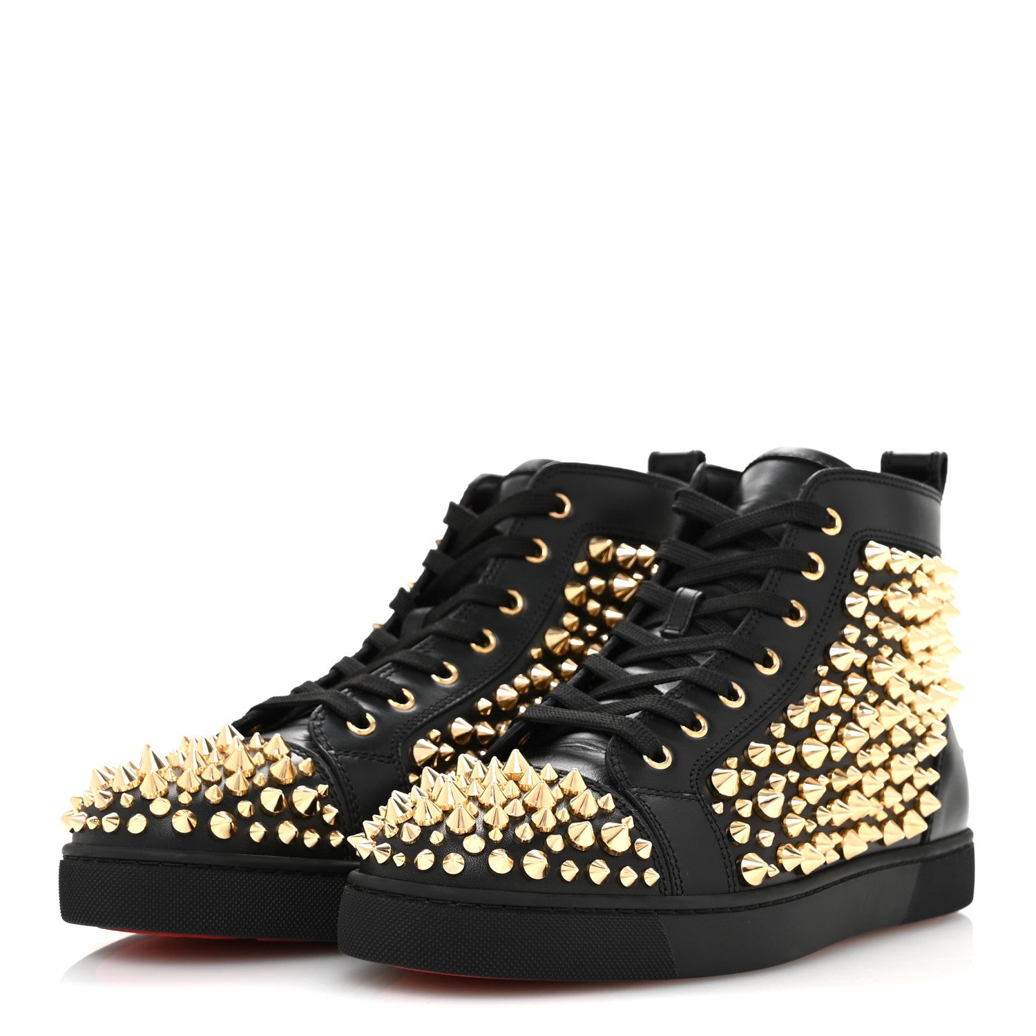 Calfskin Louis Spikes Flat Mens Sneakers 42.5 Black