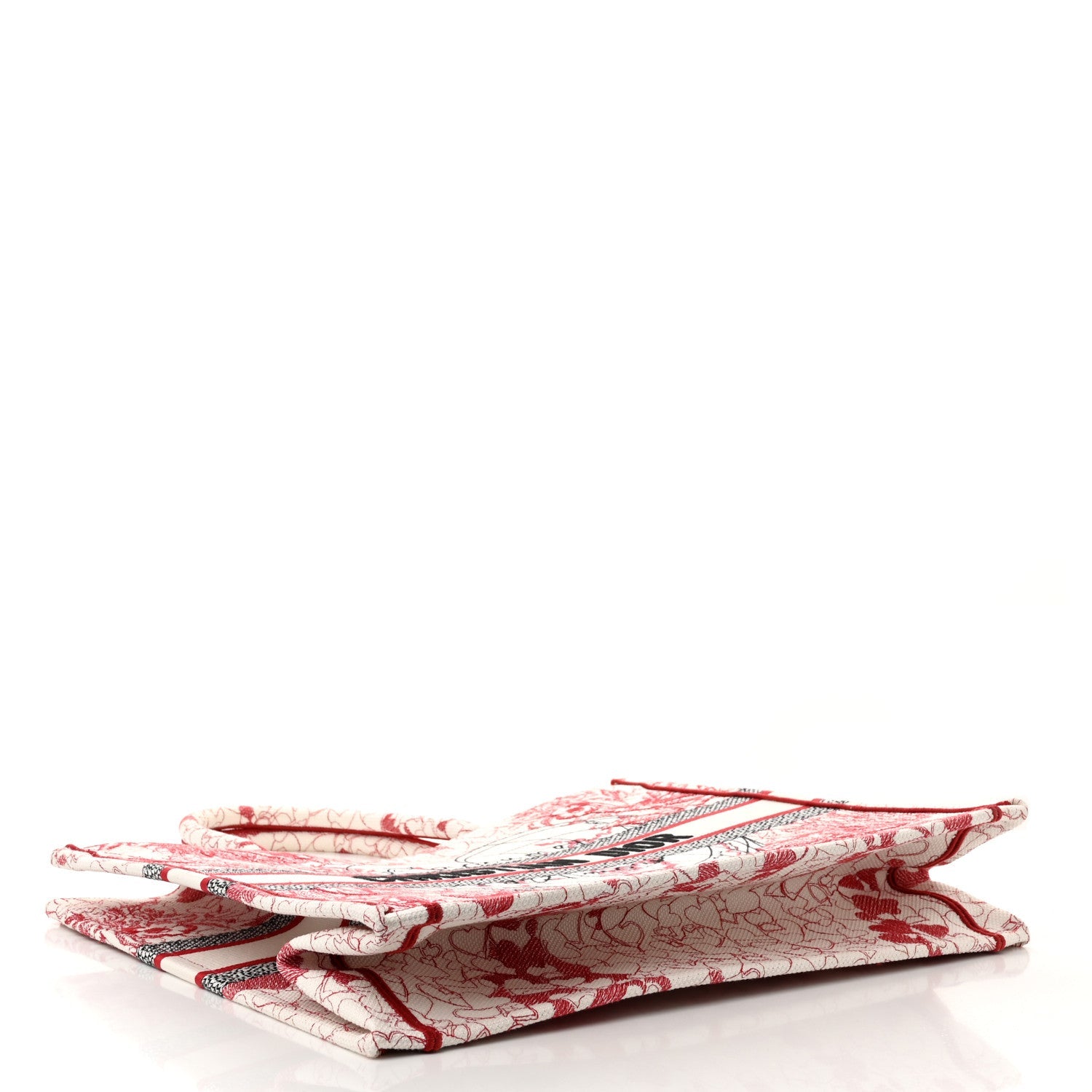 Canvas Embroidered Large Dioramour D-Royaume Book Tote Red Multicolor