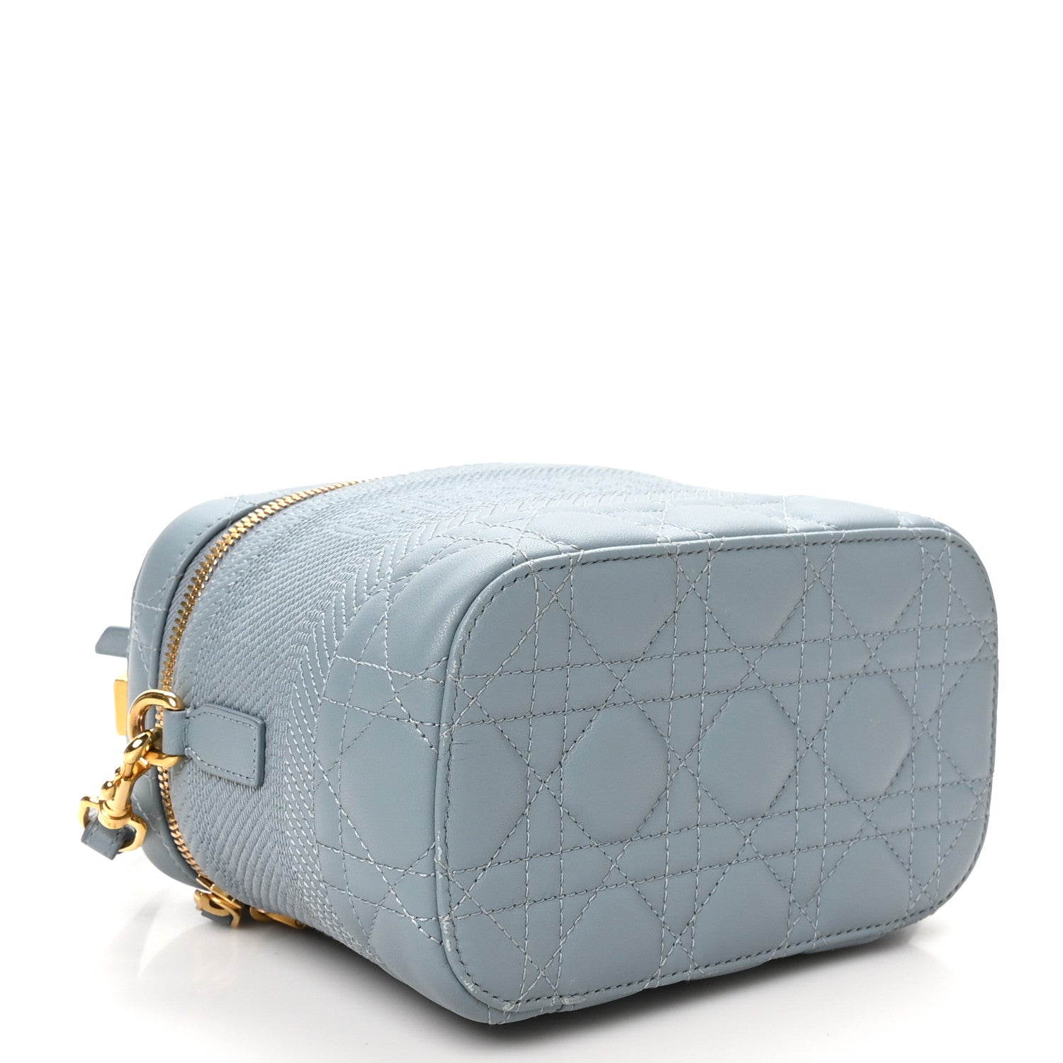 Lambskin Cannage Small Diortravel Vanity Case Cloud Blue