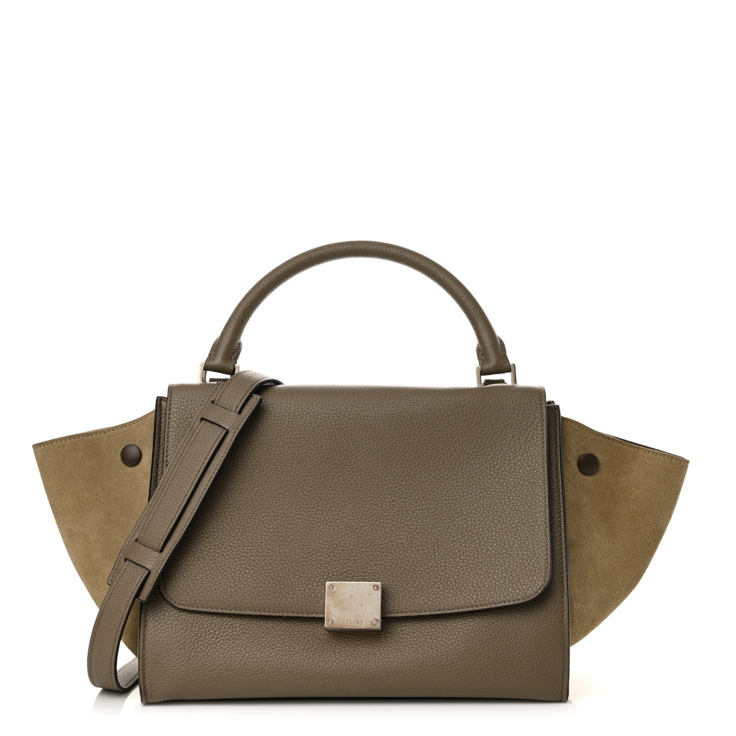 Drummed Calfskin Suede Medium Trapeze Dune