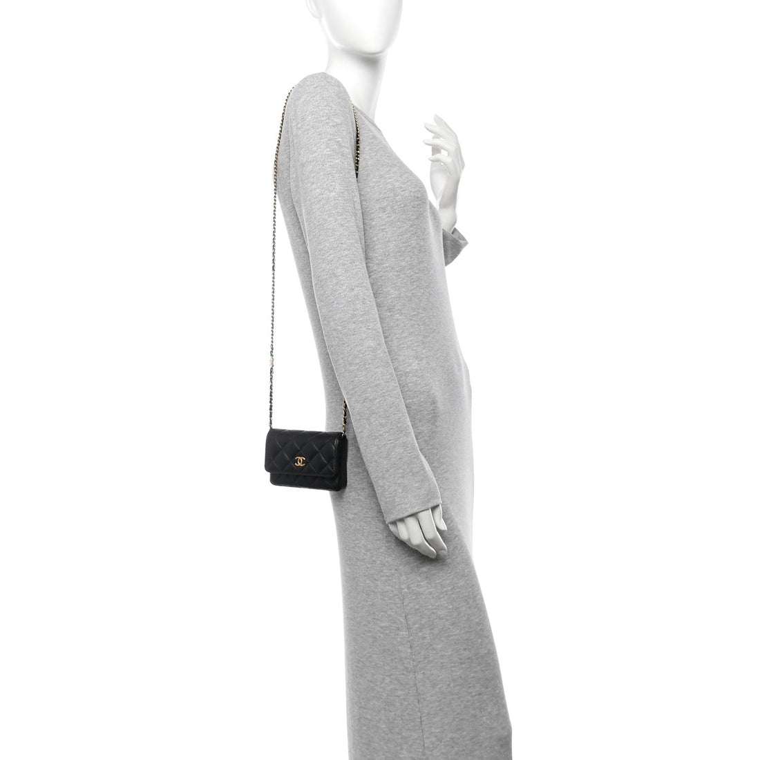 Lambskin Enamel Quilted Coco Hearts Clutch With Chain Black