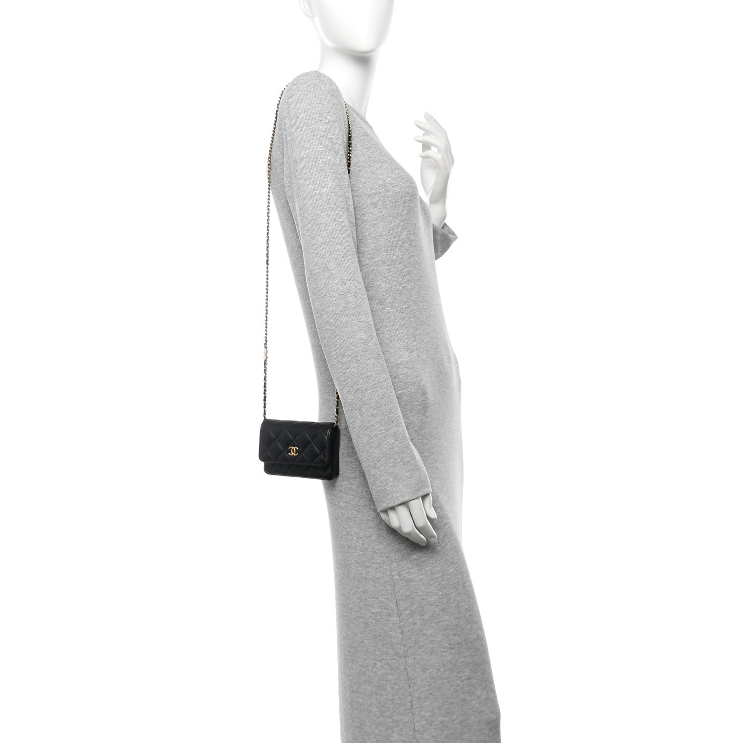 Lambskin Enamel Quilted Coco Hearts Clutch With Chain Black