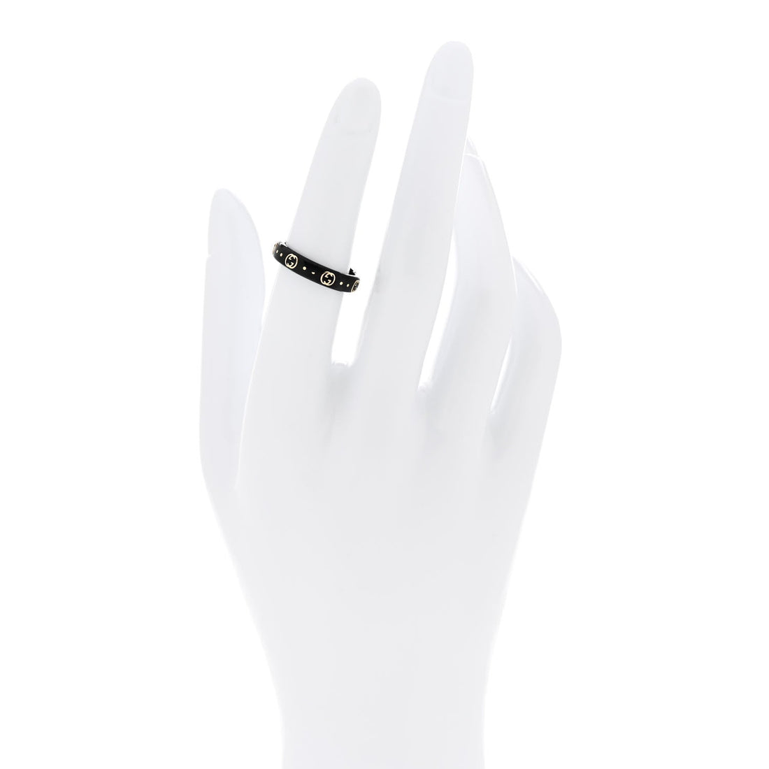 18K Yellow Gold Synthetic Corundum Icon Ring 52 6 Black