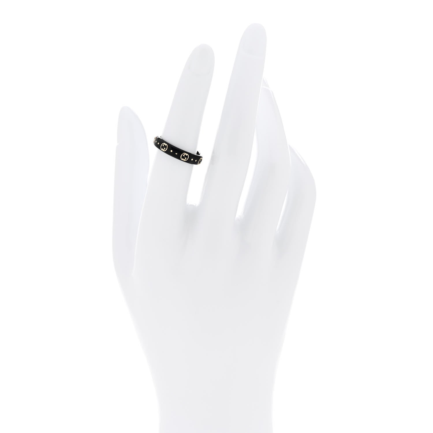 18K Yellow Gold Synthetic Corundum Icon Ring 52 6 Black