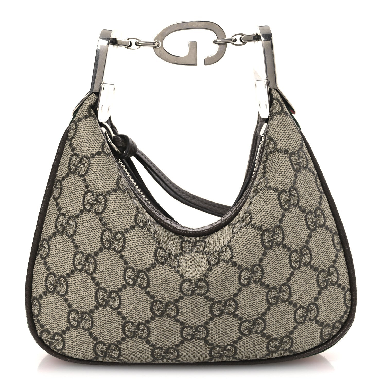 GG Supreme Monogram Textured Dollar Calfskin Web Mini Attache Bag Beige Ebony New Acero