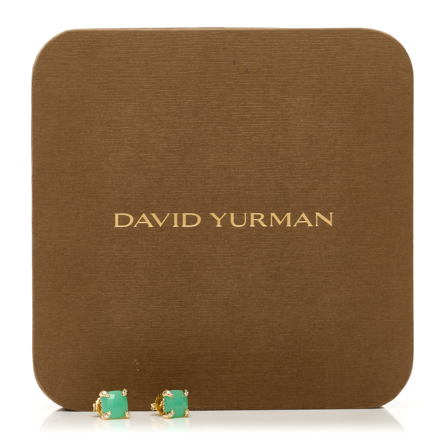 18K Yellow Gold Diamond Chrysoprase 8mm Chatelaine Earrings