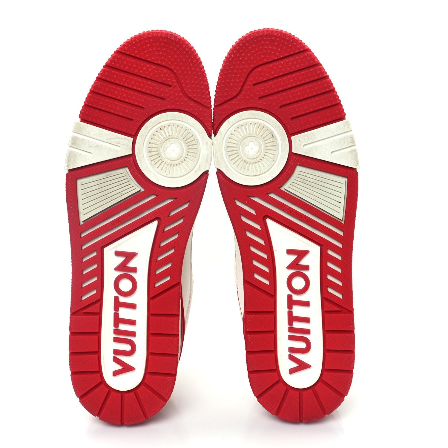 Grained Calfskin Script Mens LV Trainer Sneakers 9 Red