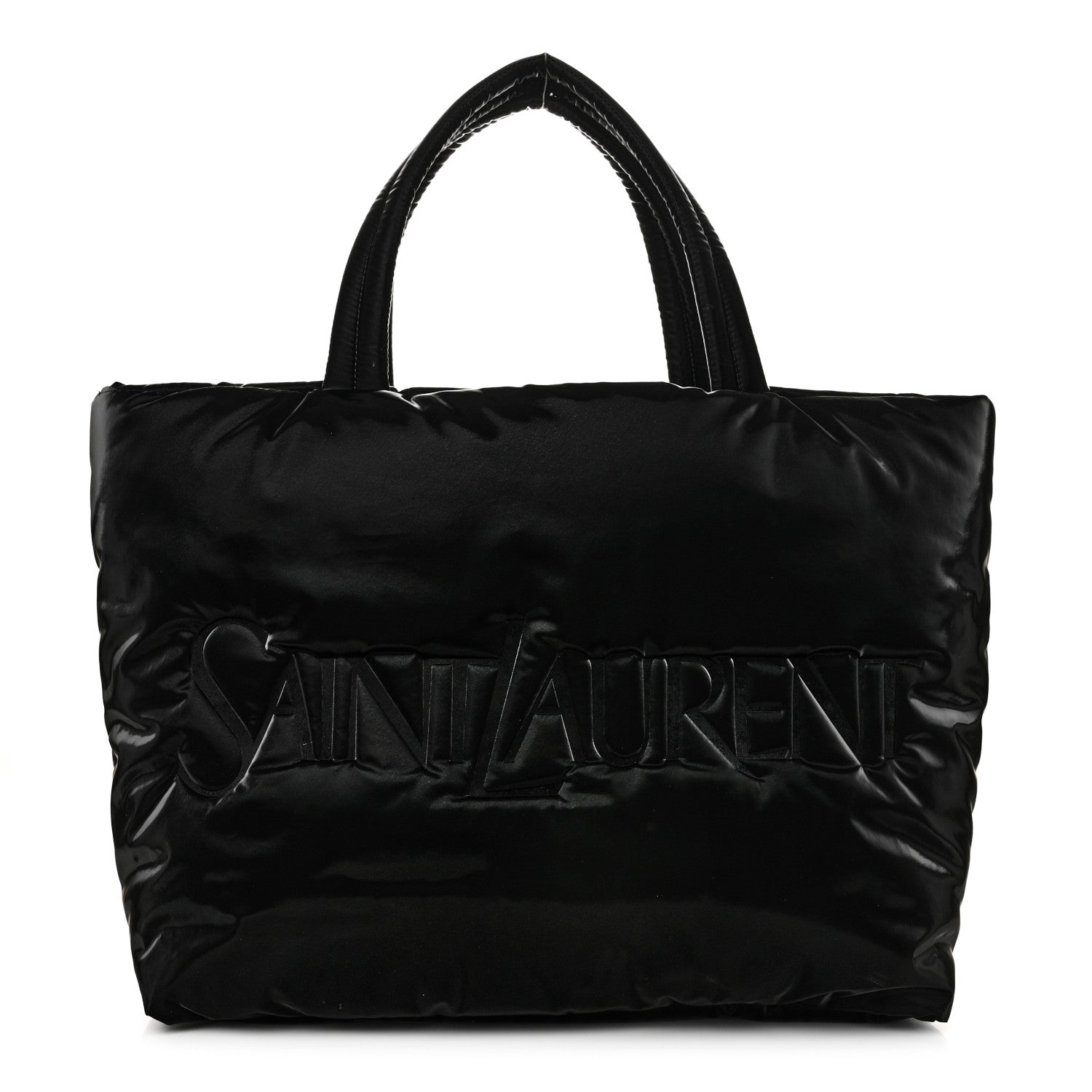 Silktech Canvas Wide Puffer Tote Black