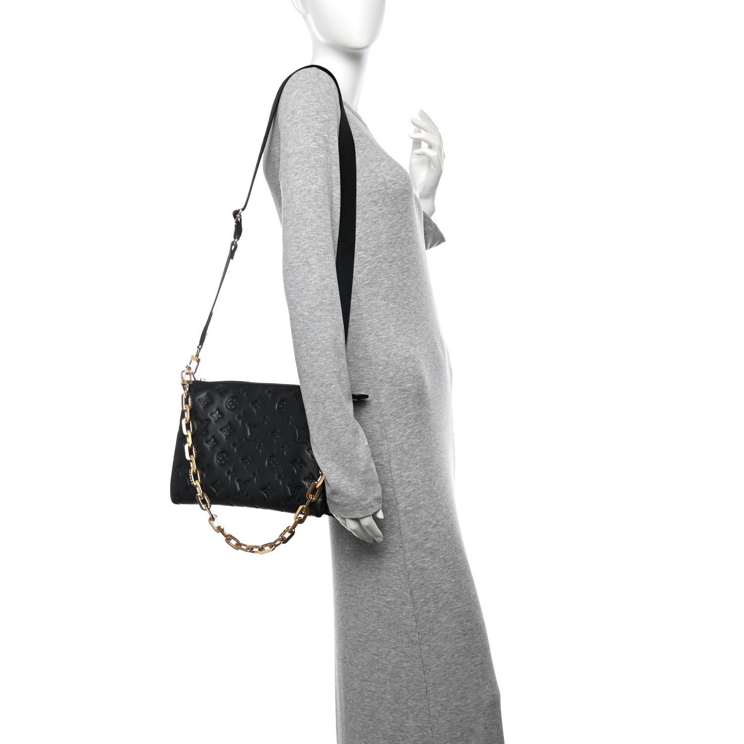 Lambskin Embossed Monogram Coussin PM Black