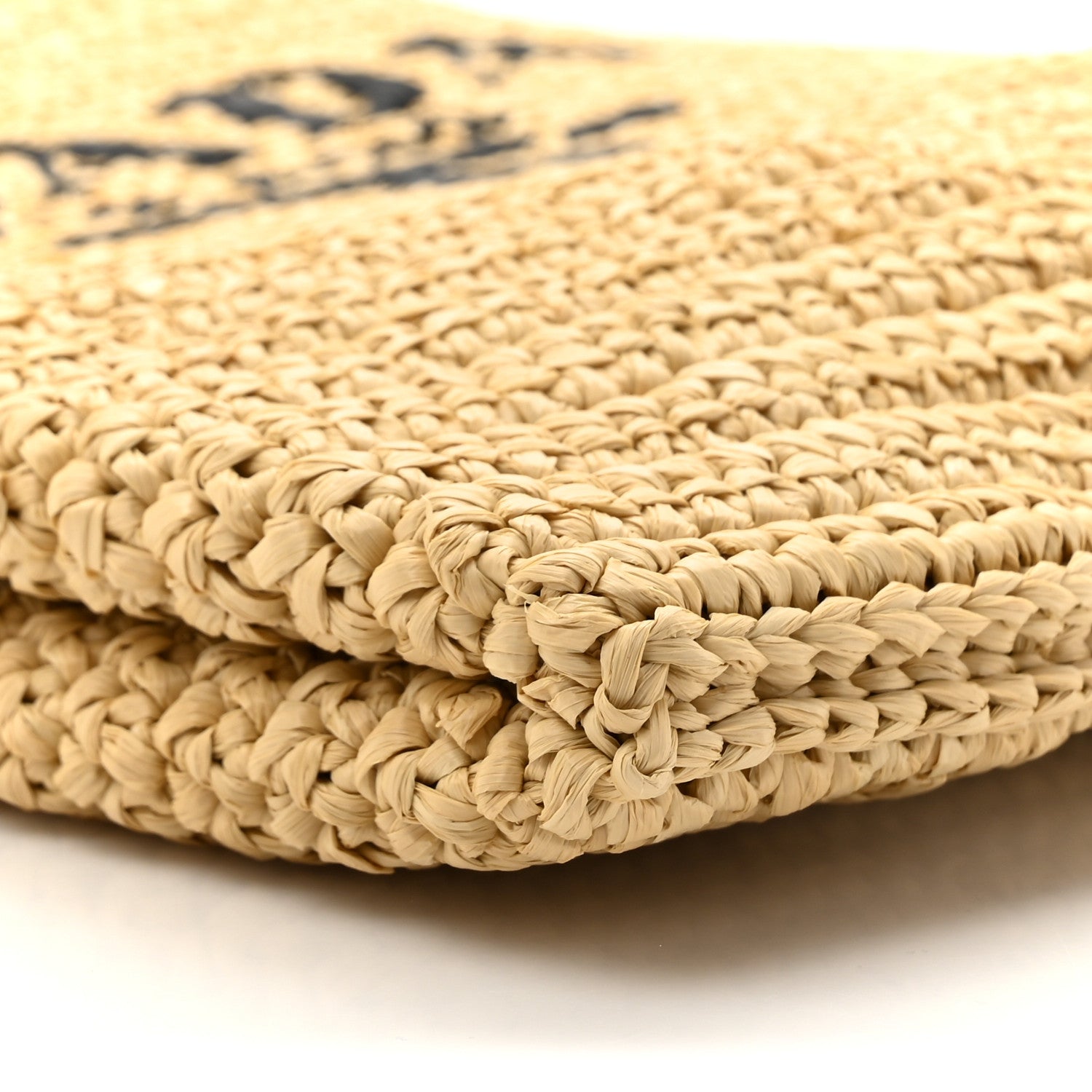 Yarn Raffia Effect Crochet Embroidered Logo Tote Messenger Bag Naturale