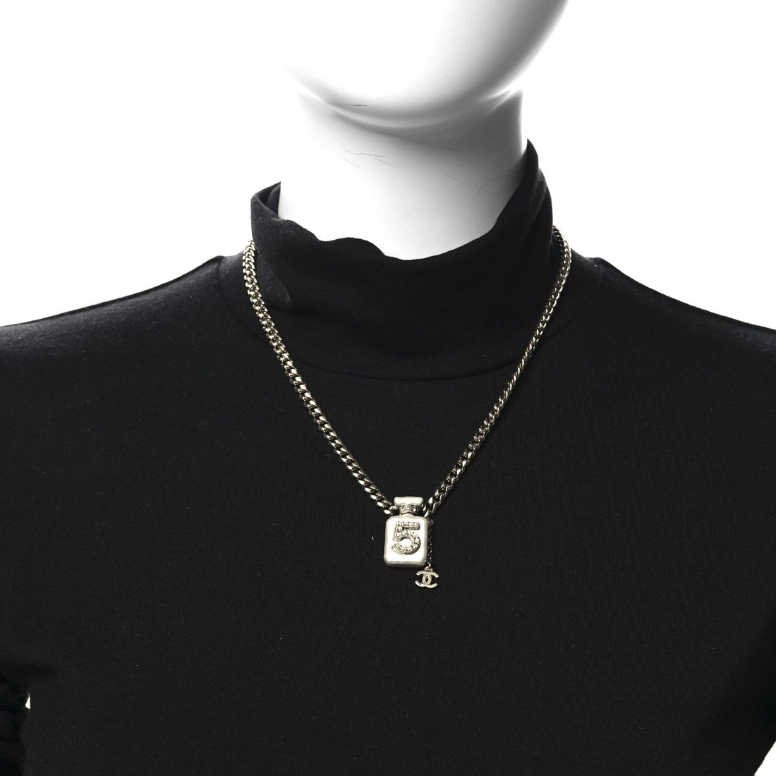 Resin Crystal CC No 5 Perfume Bottle Necklace