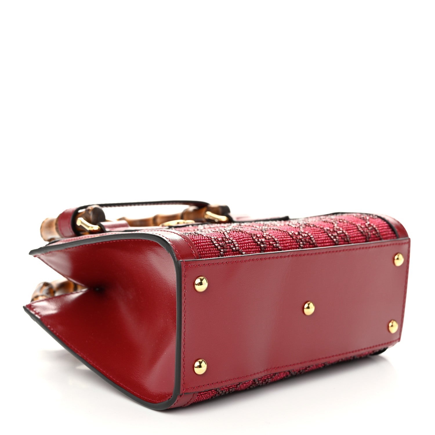 New Canvas Charisma Calfskin Crystal GG Monogram Mini Diana Tote Bag New Cherry Red