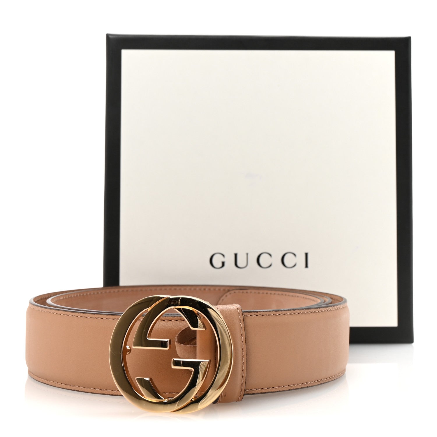 Calfskin Interlocking G 37mm Belt 105 42 Camelia