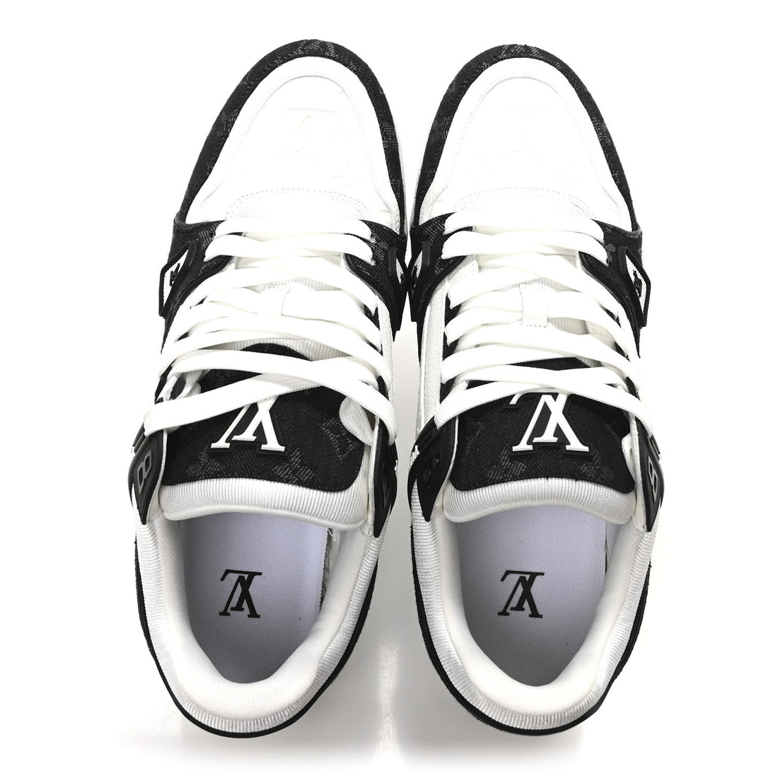 Calfskin Monogram Denim Mens LV Trainer Sneakers 9 Black