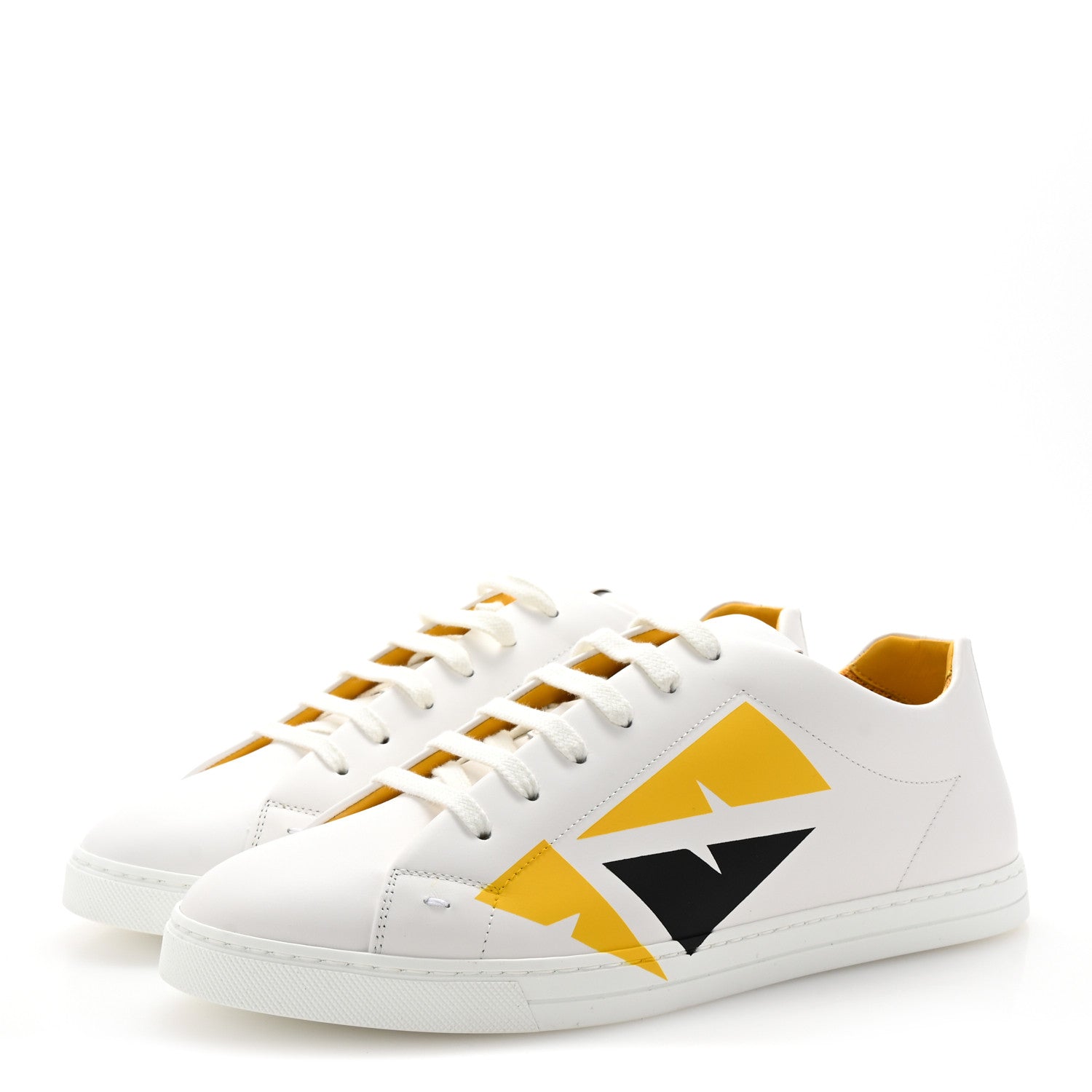 Calfskin Bugs Eye Print Mens Low Top Sneakers 9 White Giallo Black