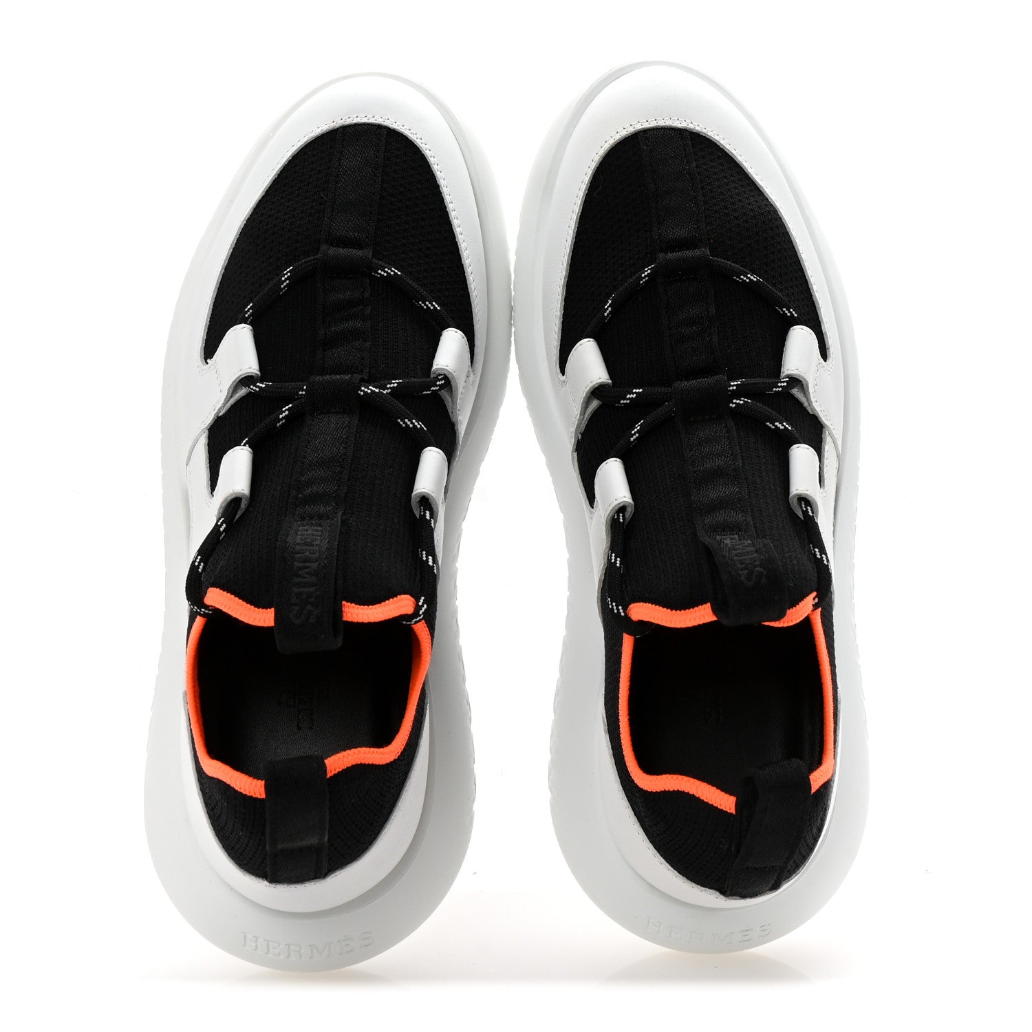 Technical Canvas Calfskin Womens Duel Sneakers 36.5 White Black