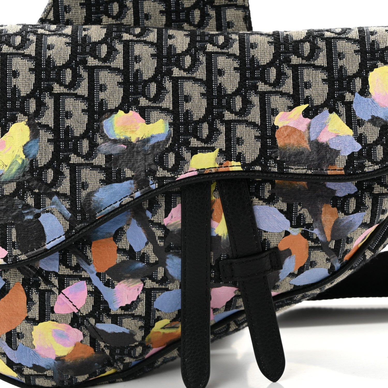 X ALEX FOXOTN Oblique Floral Print Mens Saddle Bag Blue Multicolor