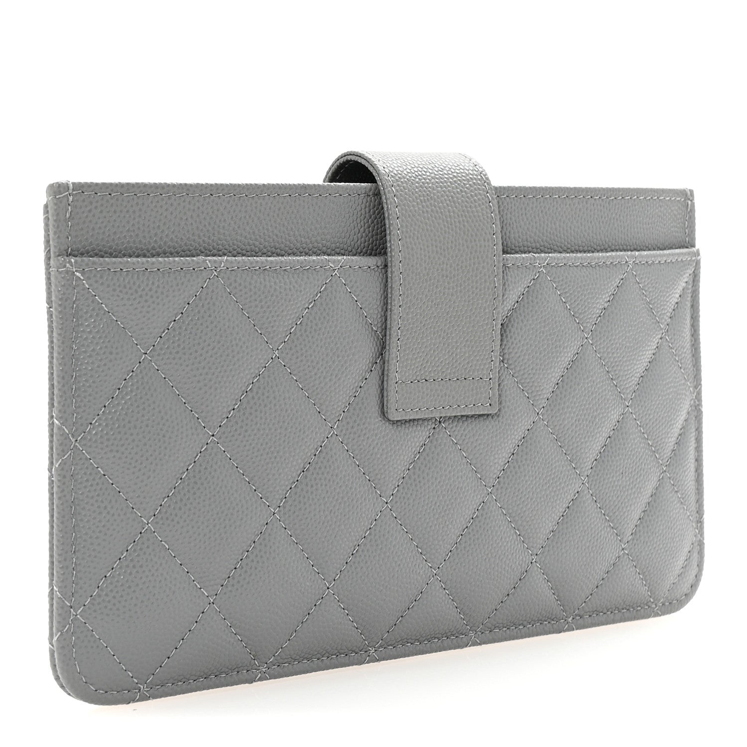 Caviar Quilted Classic Strap Pouch Grey