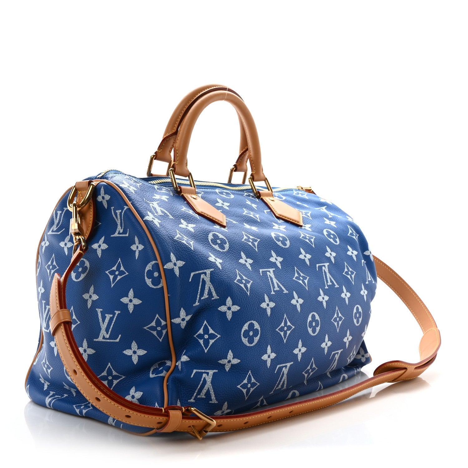 Calfskin Monogram Speedy P9 Bandouliere 40 Blue
