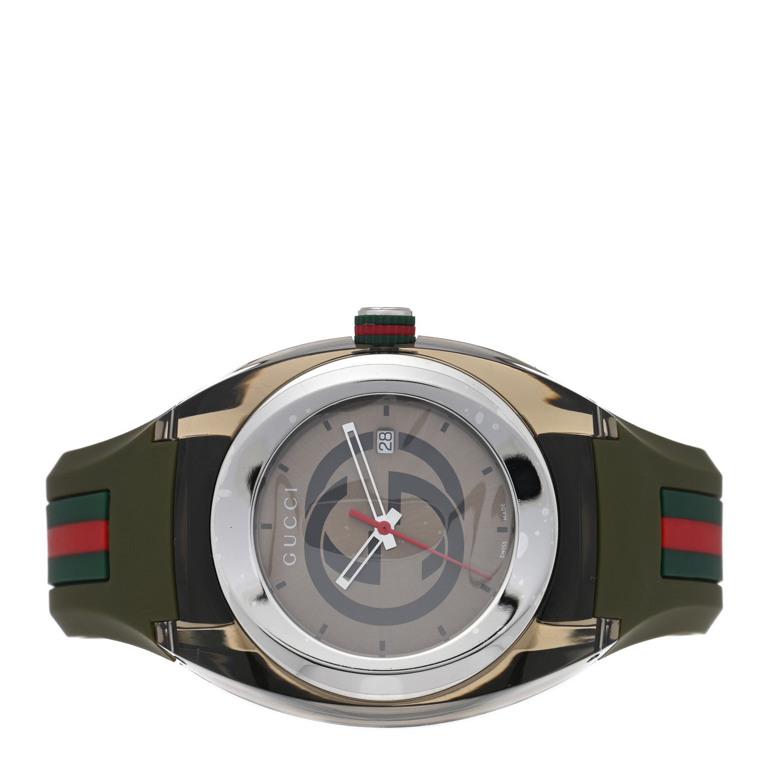 Stainless Steel Rubber 46mm Sync Web Quartz Watch Hunter Green